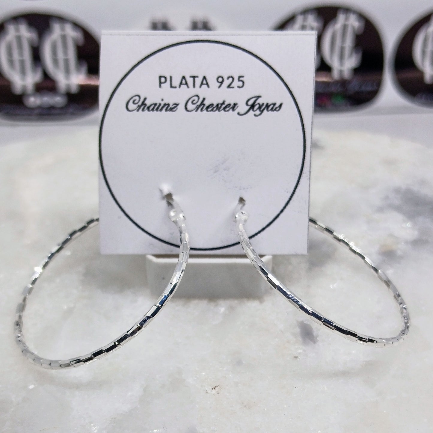 Aros - Argollas Texturizada 30 mm - Plata925.