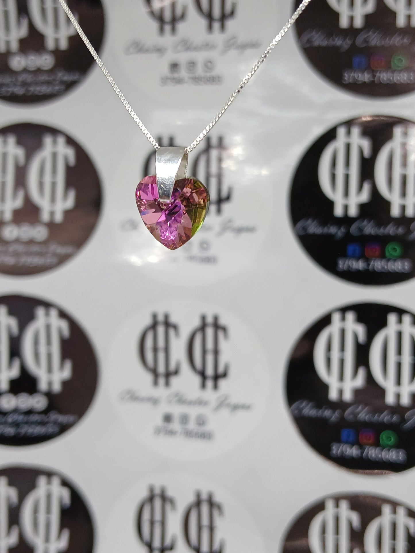 Collar - Swarovski (fucsia) - Plata925 - Dama.
