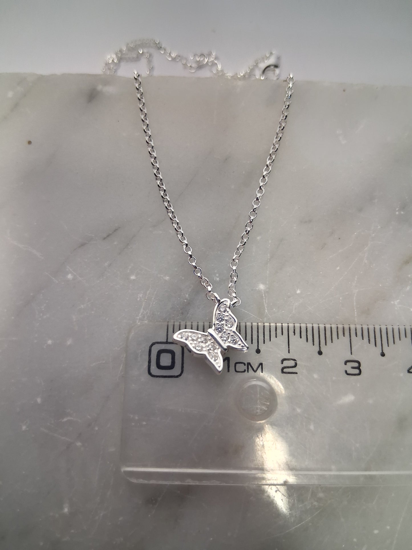 Collar - Mariposa con piedra Blanca (Regulable) - Plata925 - Dama.