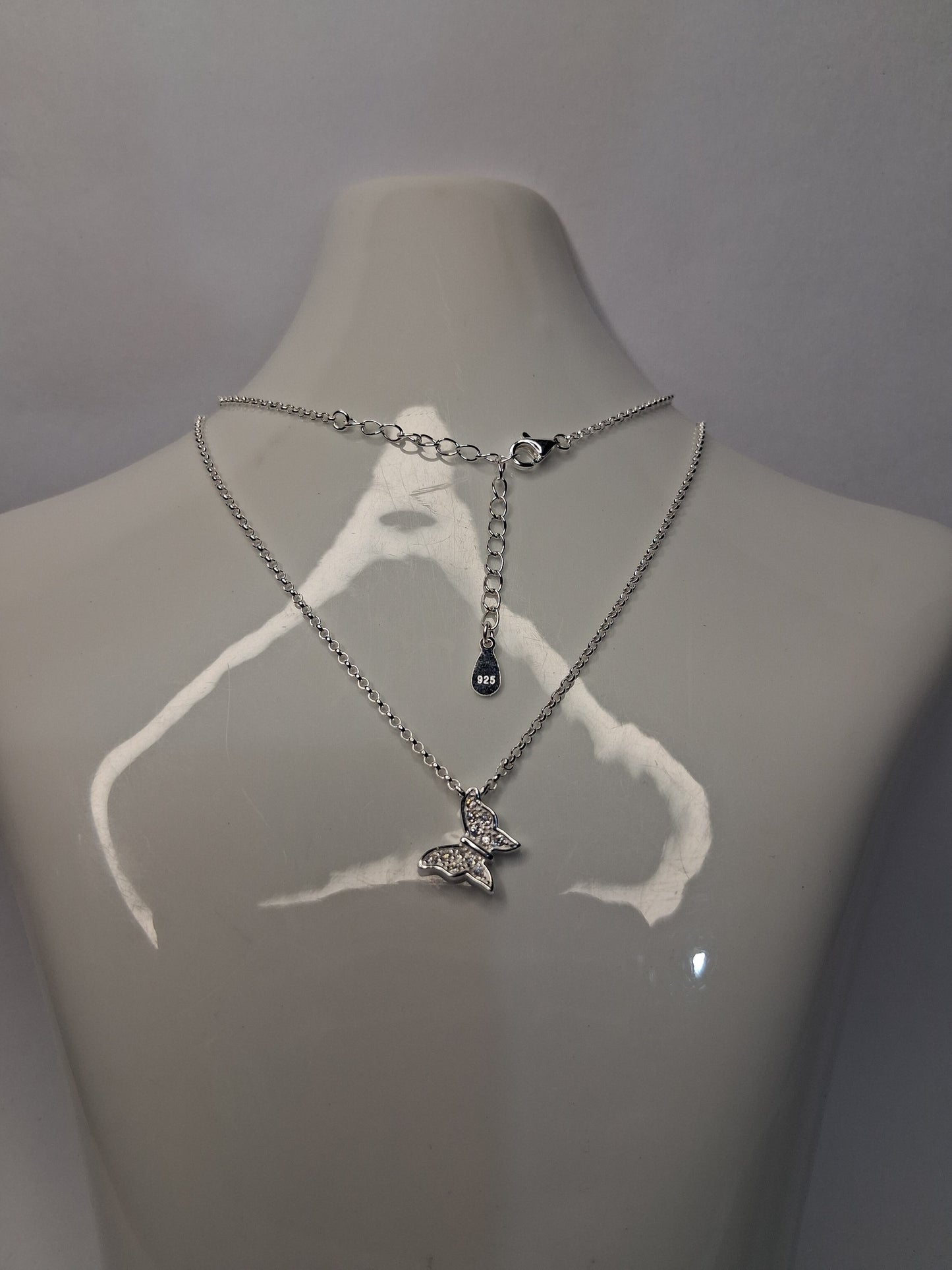 Collar - Mariposa con piedra Blanca (Regulable) - Plata925 - Dama.