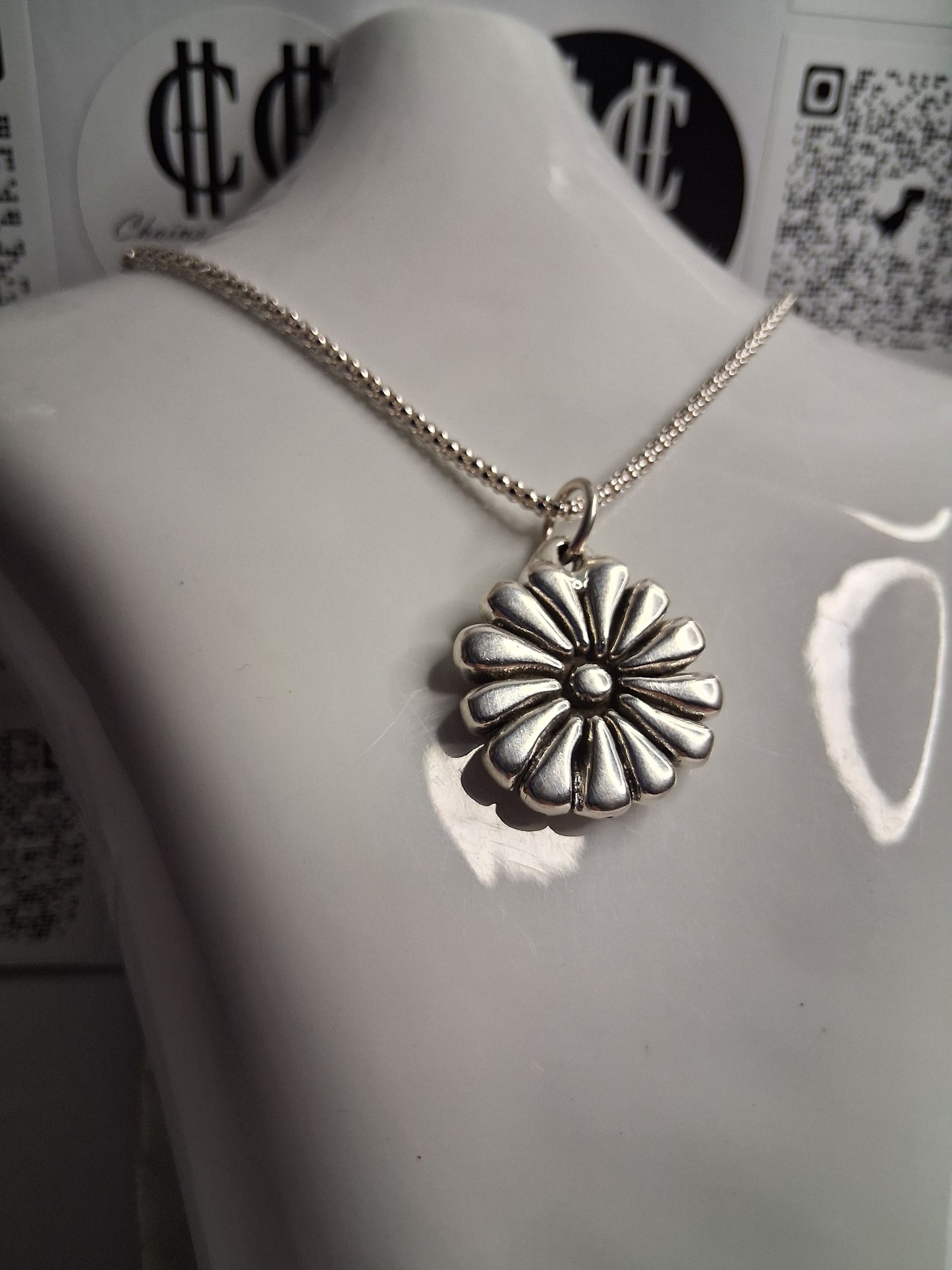 Collar - Cadena Coreana x 45 cm - Dije Flor - Plata925 - Dama.