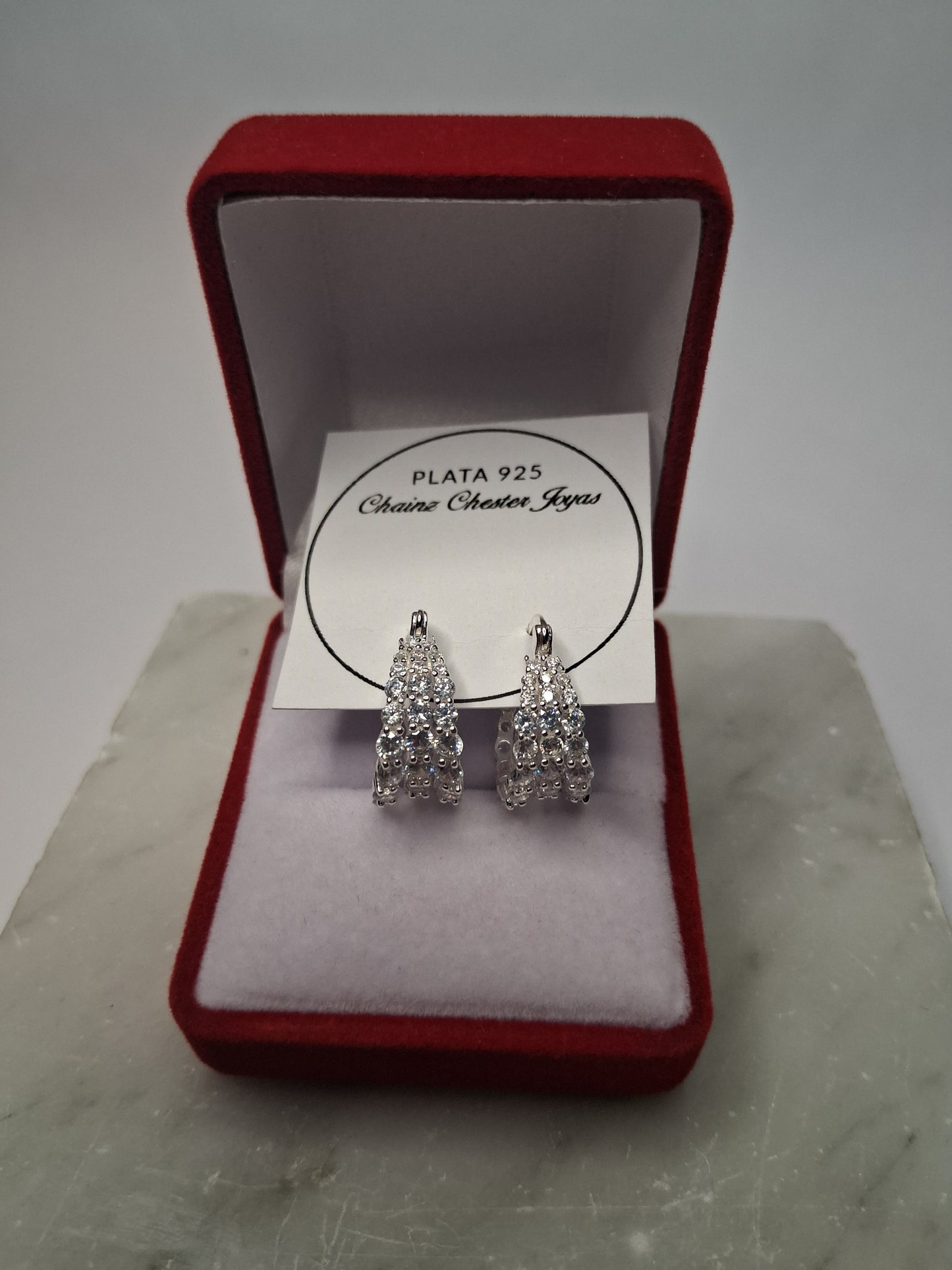 Aros - Argollas LULET con Piedras - 16 mm - Plata925 - Dama.