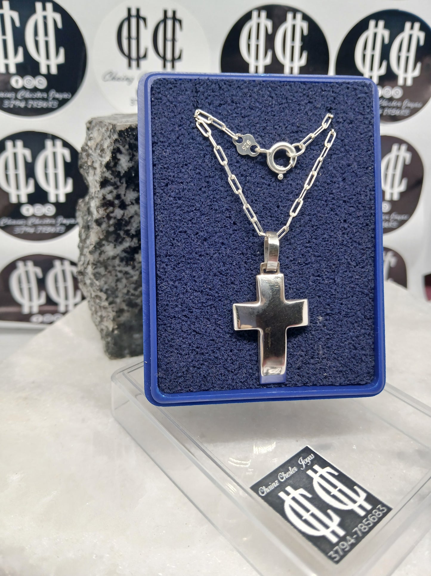 Collar - Mini Forcet x 60 cms - Cruz Bombe N° 3 - Plata925 - Caballero.