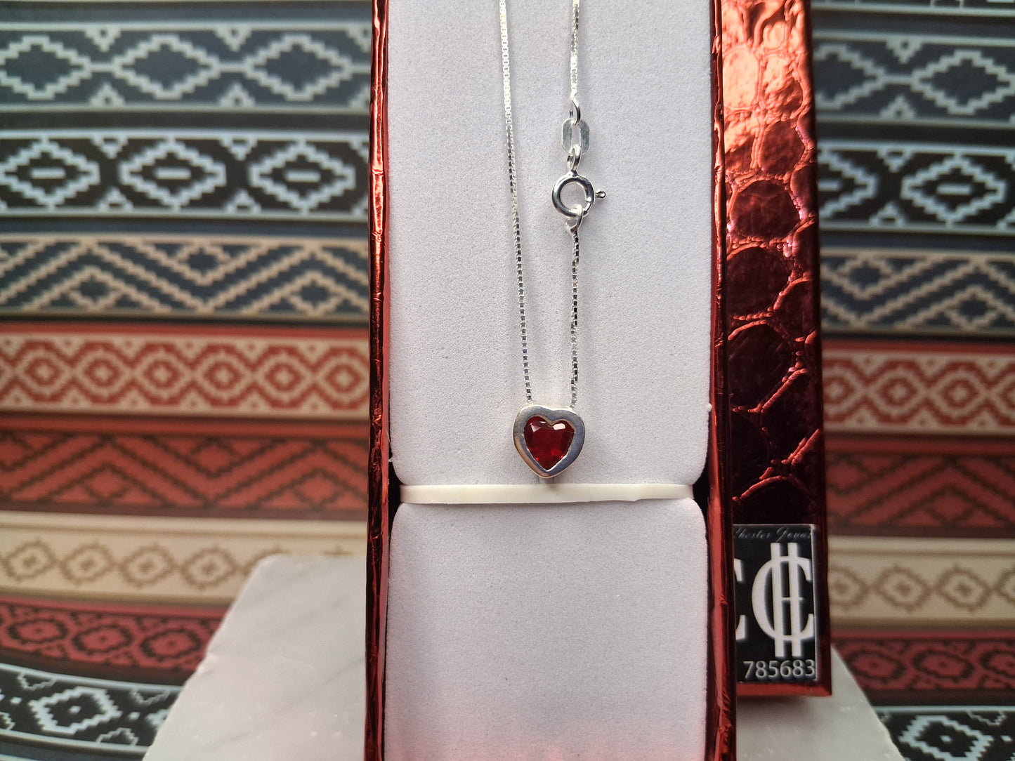 Collar - Susano (Corazon) 7mm (Rojo) - Plata925 - Dama.