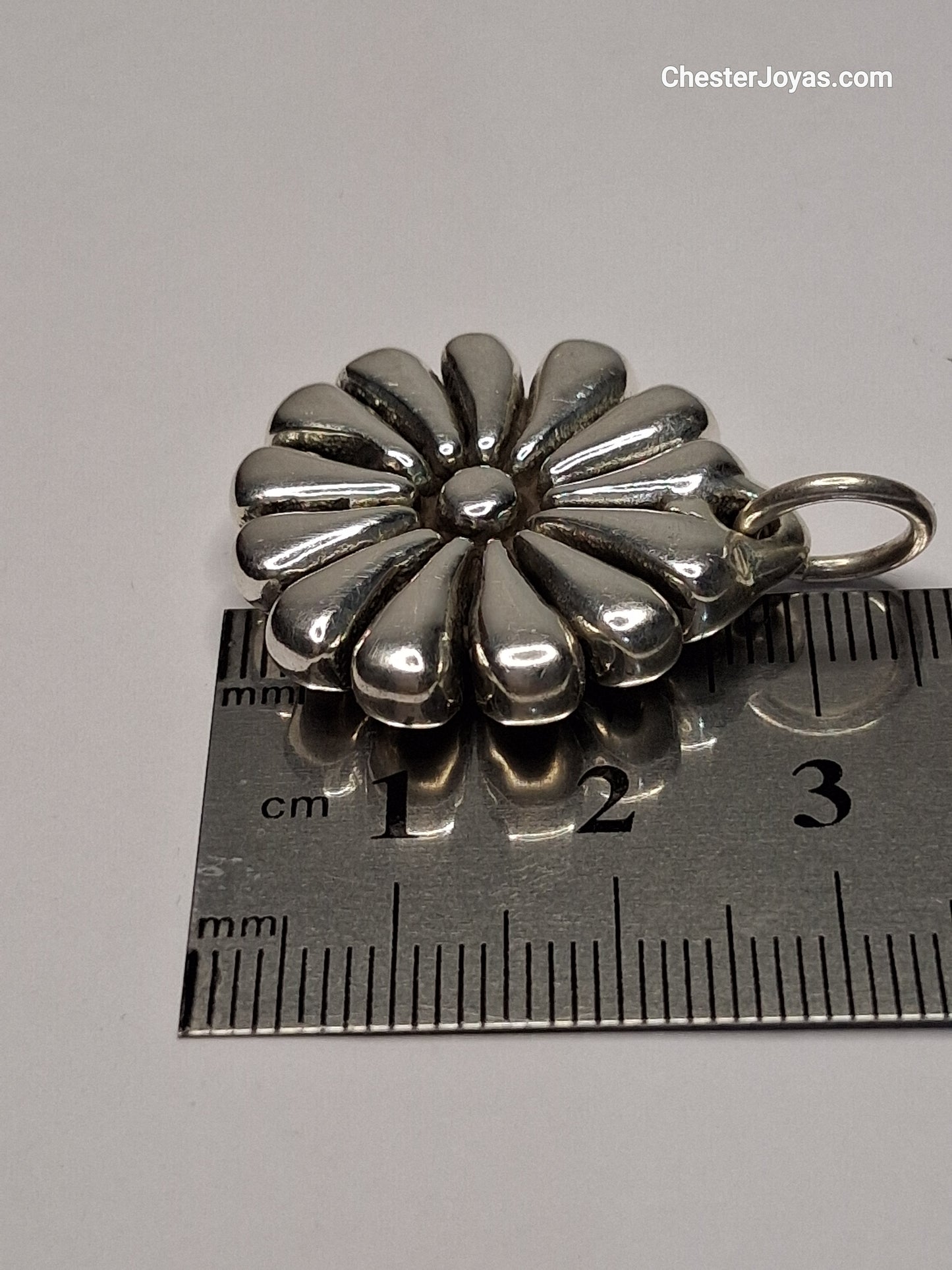 Collar - Cadena con Bolitas x 50 cm - Flor (Plata Inflada) - Plata925.