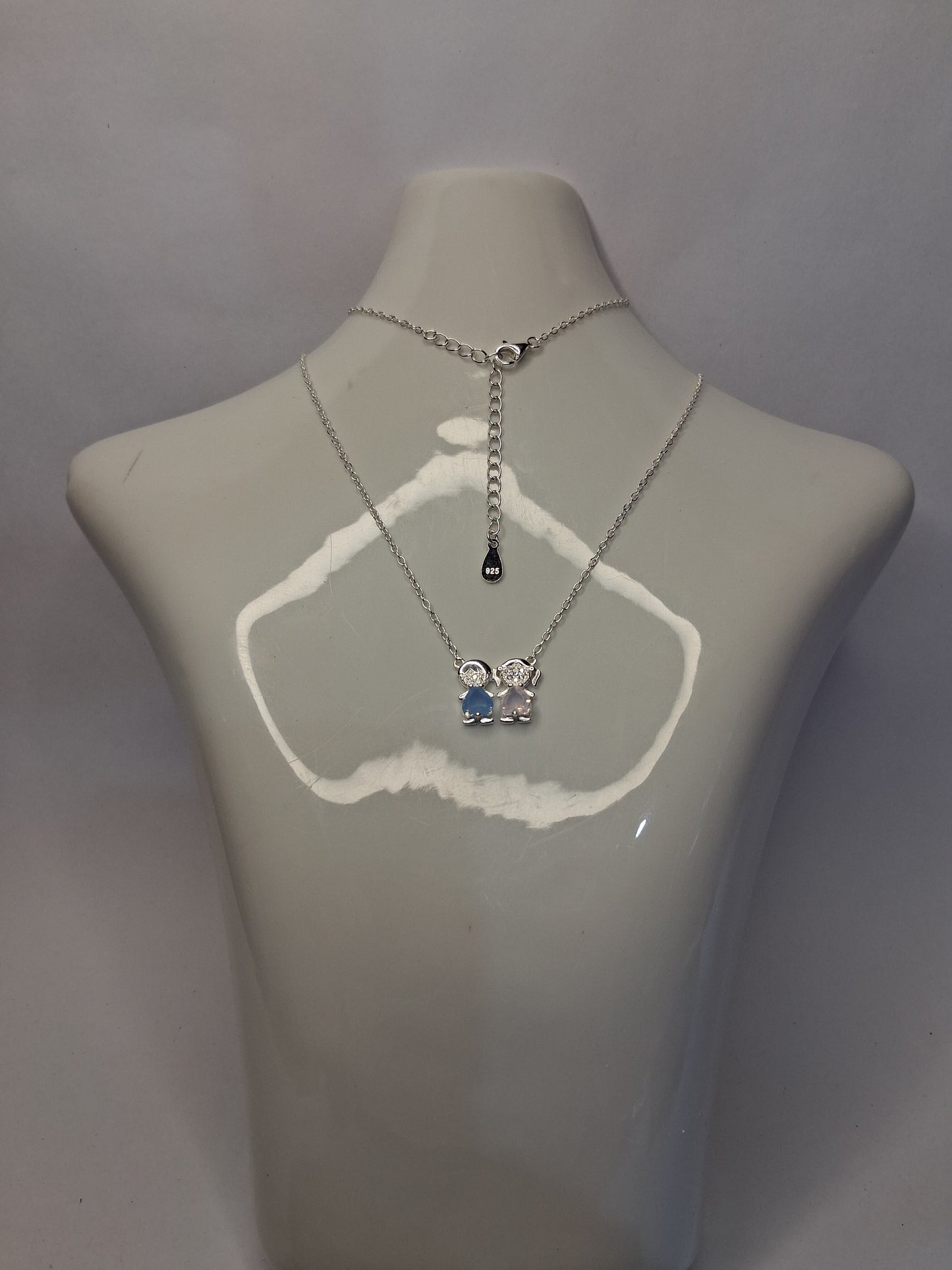 Collar (Regulable) - Colgante Parejita de Nenes (Nene-Nena) - Dama - Plata925.