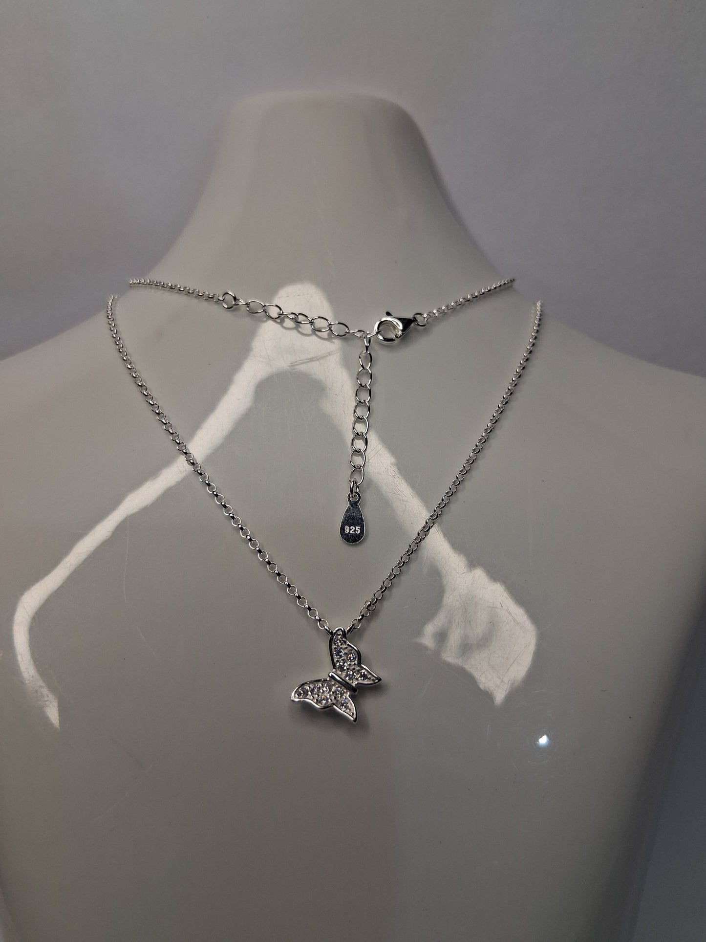 Collar - Mariposa con piedra Blanca (Regulable) - Plata925 - Dama.