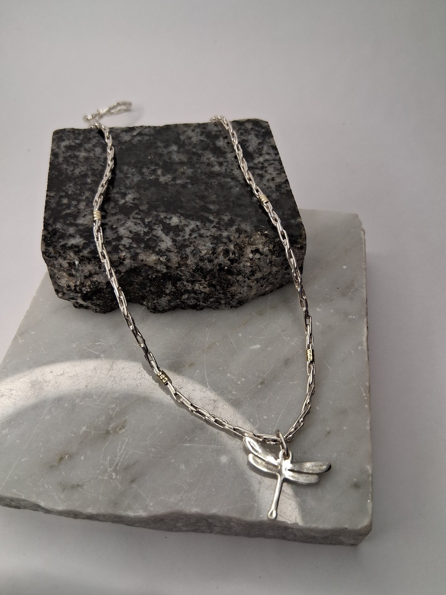 Collar - Plata y Oro - x 50 cms - dije Libélula Plata925 - Dama.