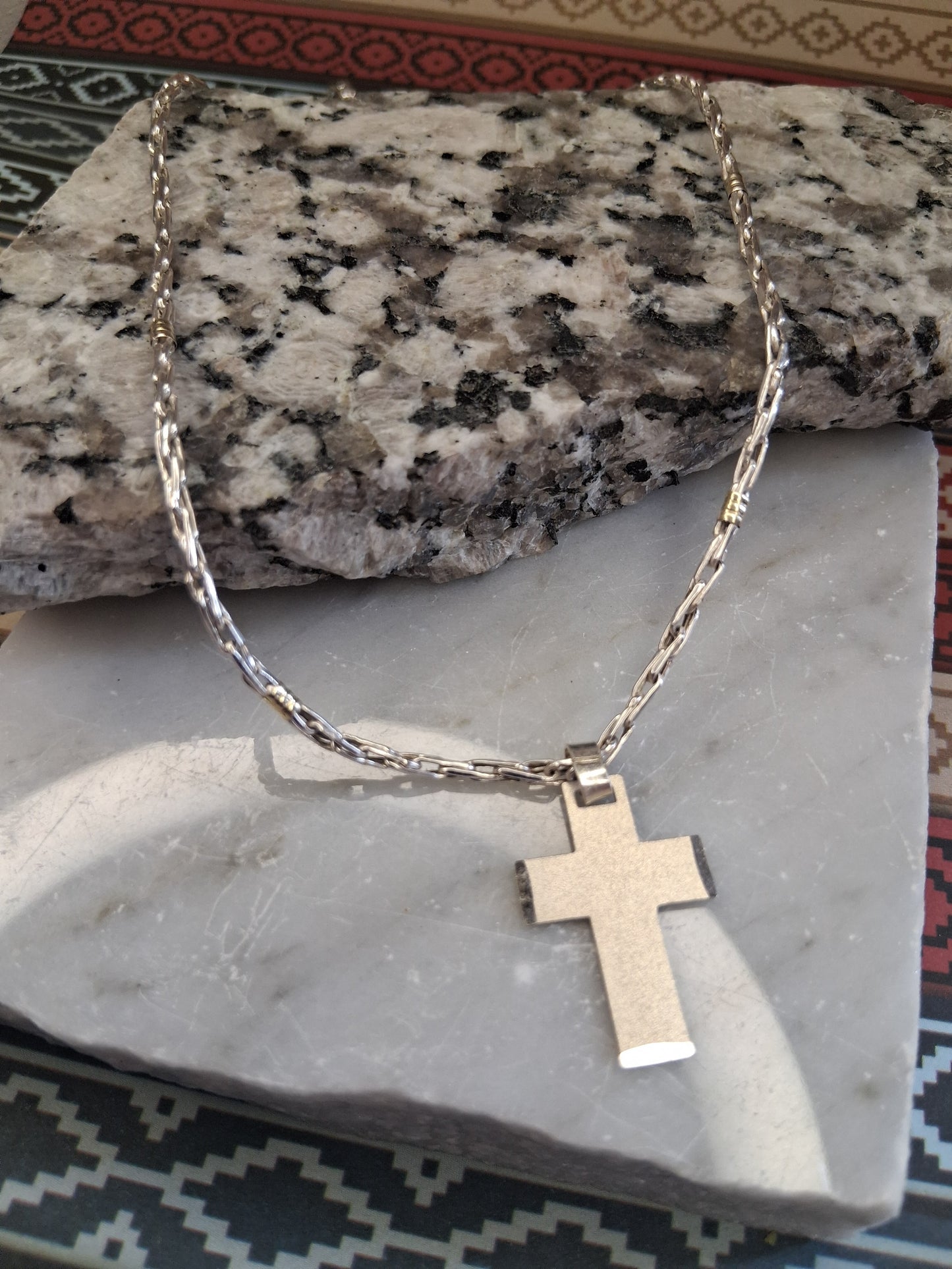 Collar - Plata y Oro - x 50 cms - dije Cruz Chata - Dama.