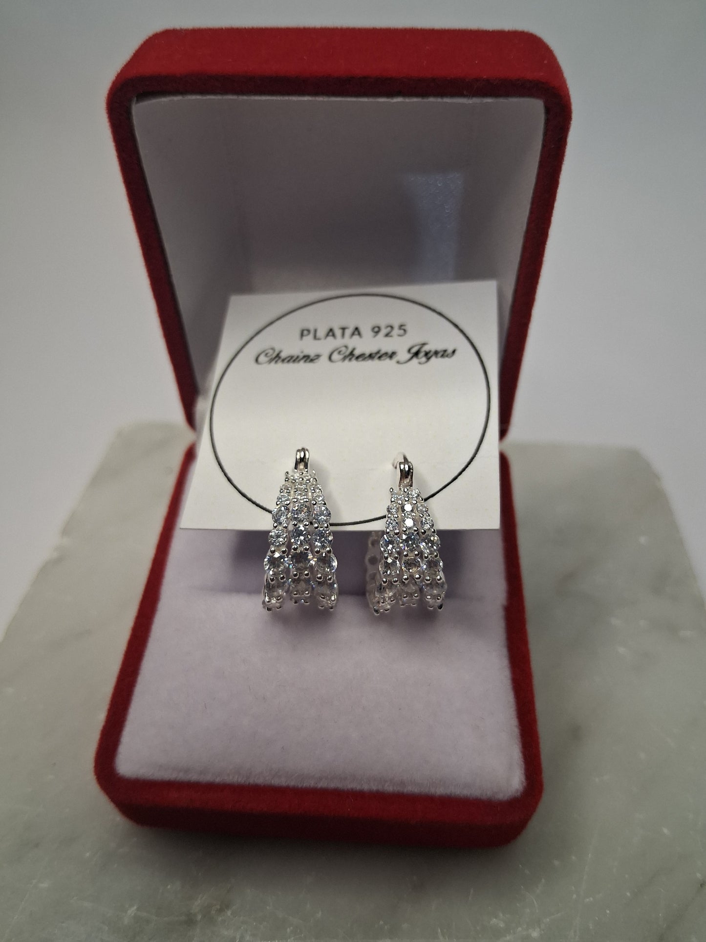 Aros - Argollas LULET con Piedras - 16 mm - Plata925 - Dama.