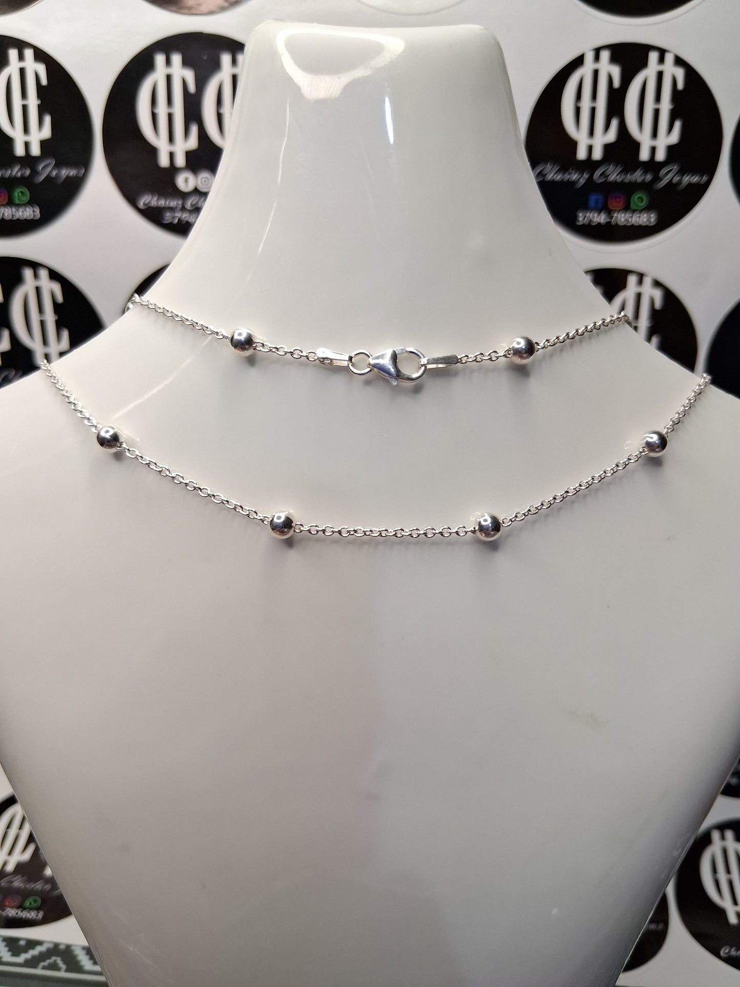 Collar - Cadena con Bolitas x 50 cm - Plata925.