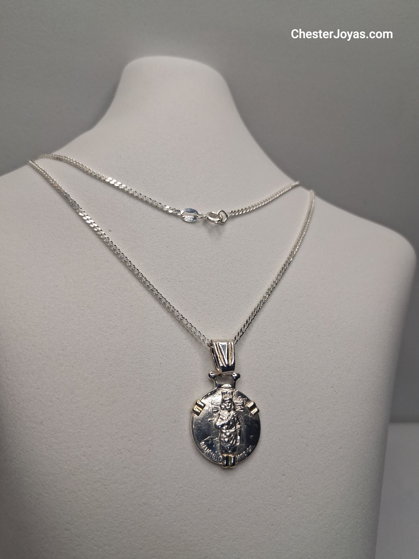 Collar - Cadena Diamantada x 60 cms - Plata925 - Dije Gauchito Gil Plata y Oro.