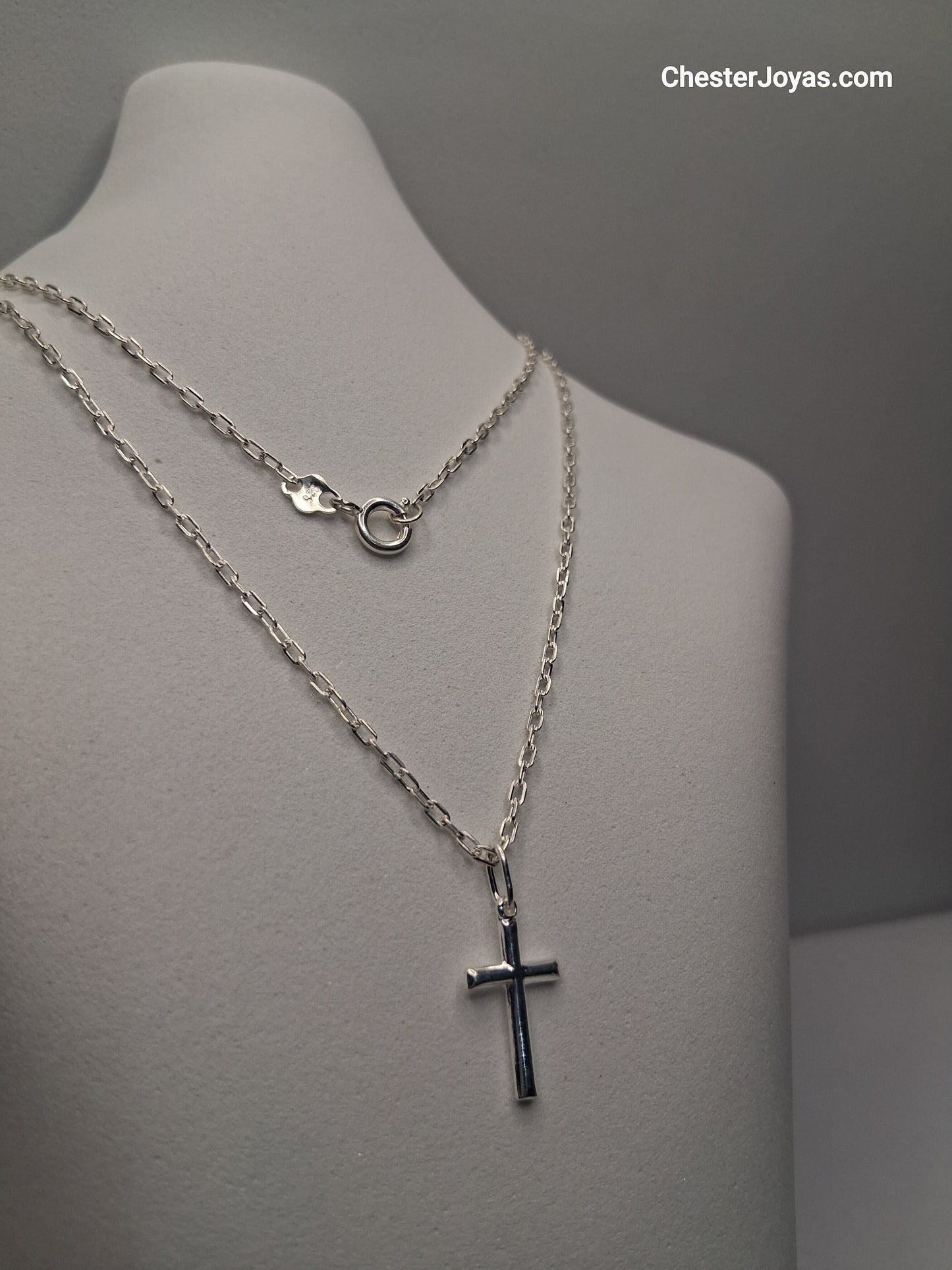 Collar - Mini Forcet x 60 cms - Cruz Chica - Plata925 - Caballero.
