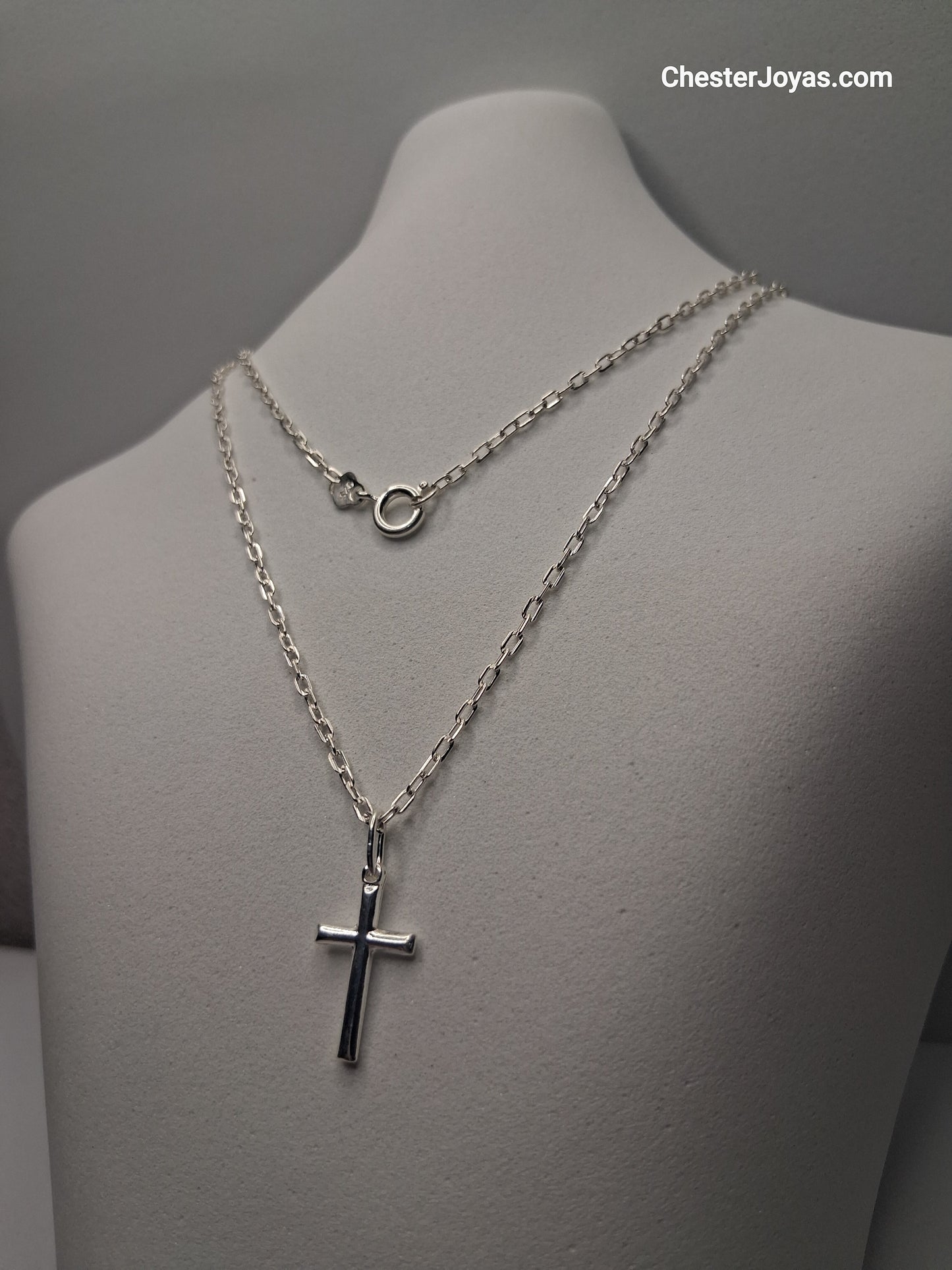 Collar - Mini Forcet x 60 cms - Cruz Chica - Plata925 - Caballero.