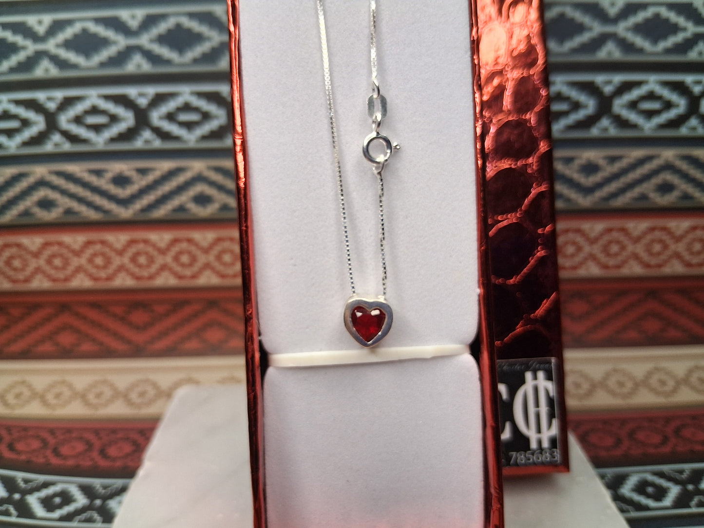 Collar - Susano (Corazon) 7mm (Rojo) - Plata925 - Dama.