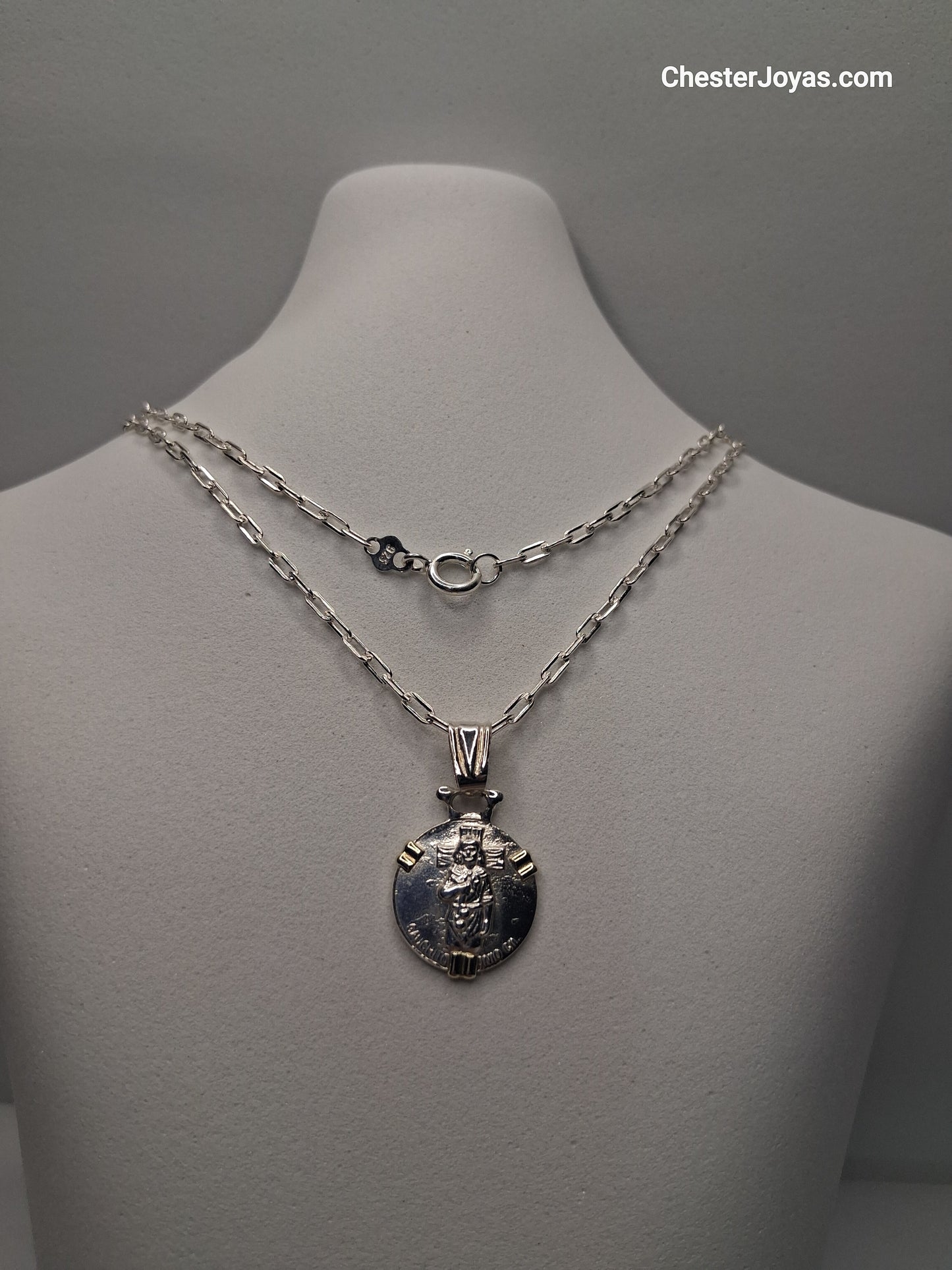 Collar - F-60 x 70 cms - Plata925 - Dije Gauchito Gil Plata y Oro - Caballero.