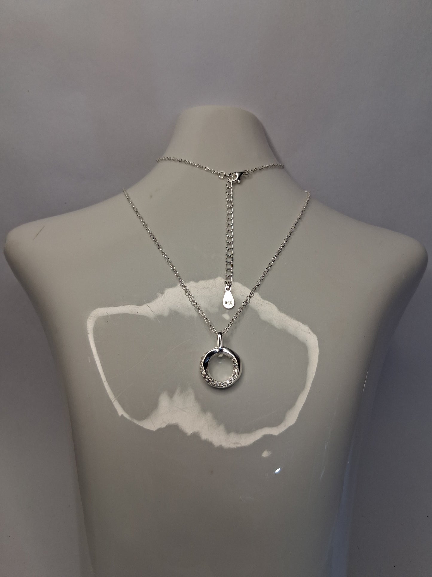 Collar - Colgante Circulo Blanco (Regulable) - Plata925 - Dama.