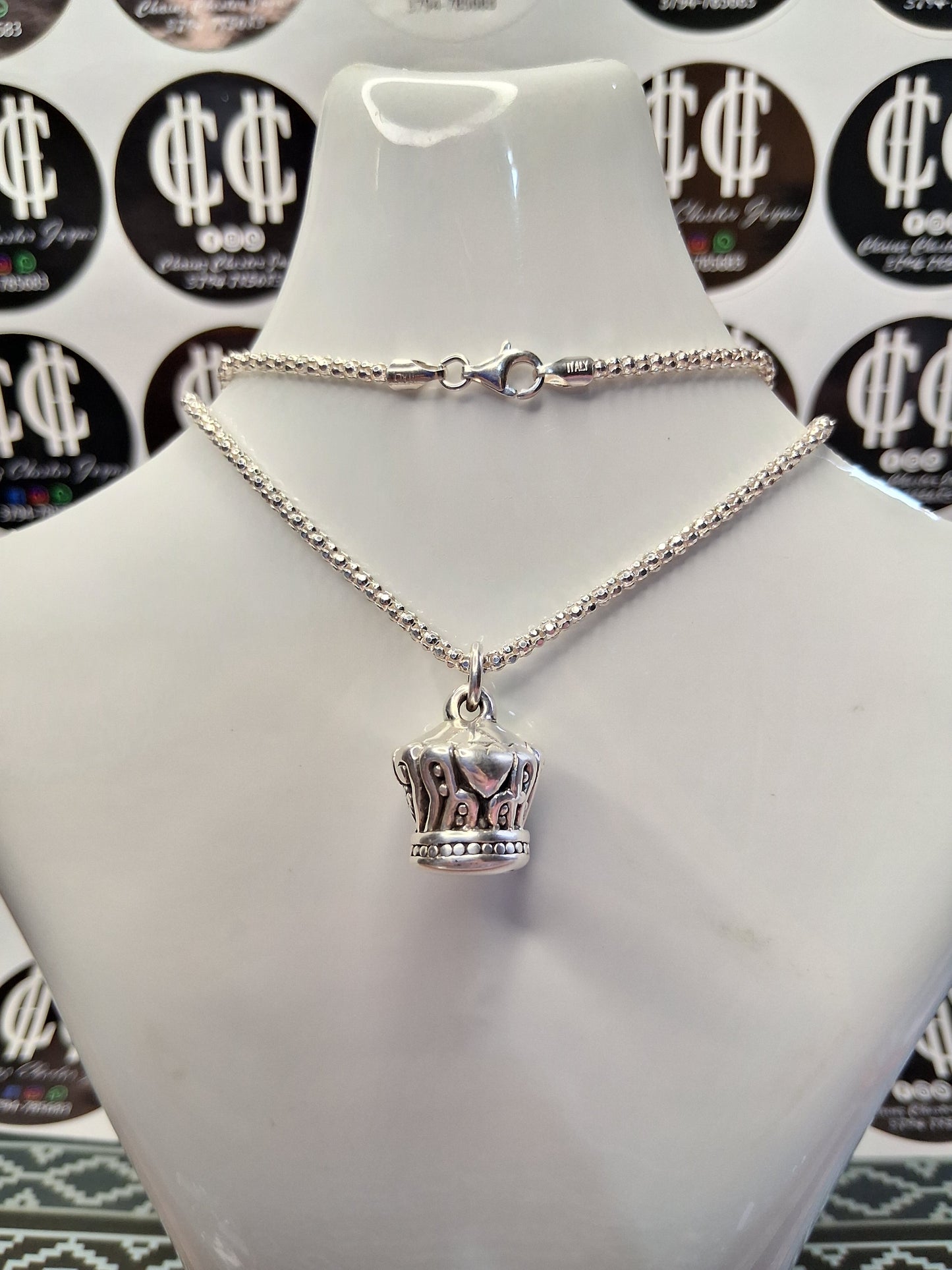 Collar - Cadena Coreana x 45 cm - Dije de Corona - Plata925 - Dama.