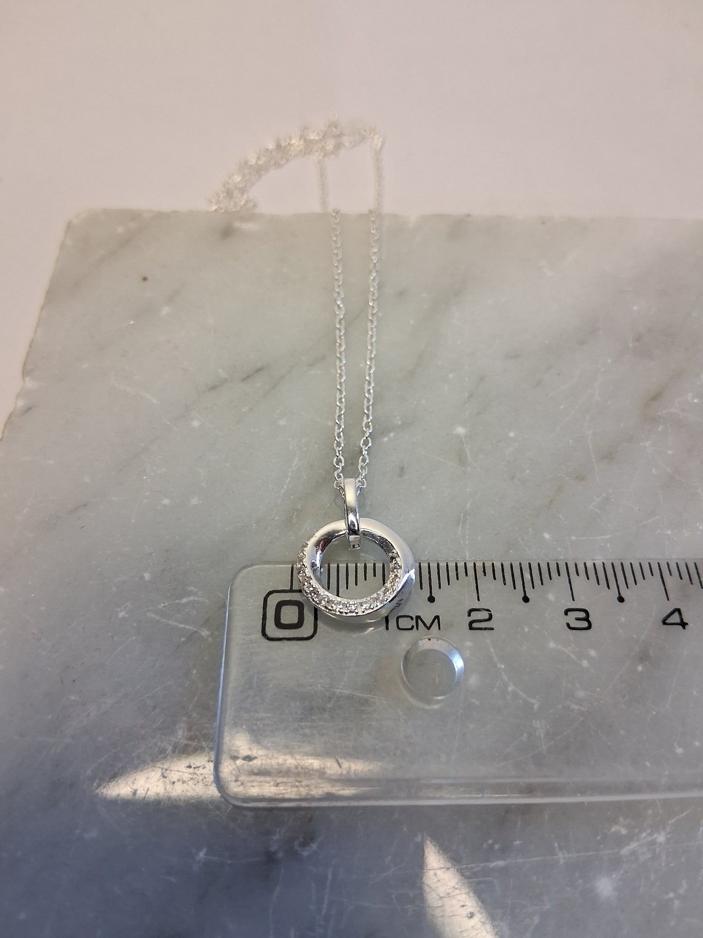 Collar - Colgante Circulo Blanco (Regulable) - Plata925 - Dama.