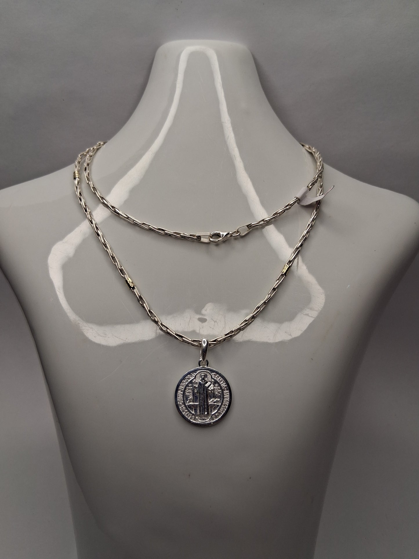 Collar - Plata y Oro x 55 cm - San Benito - Plata925 - Dama.
