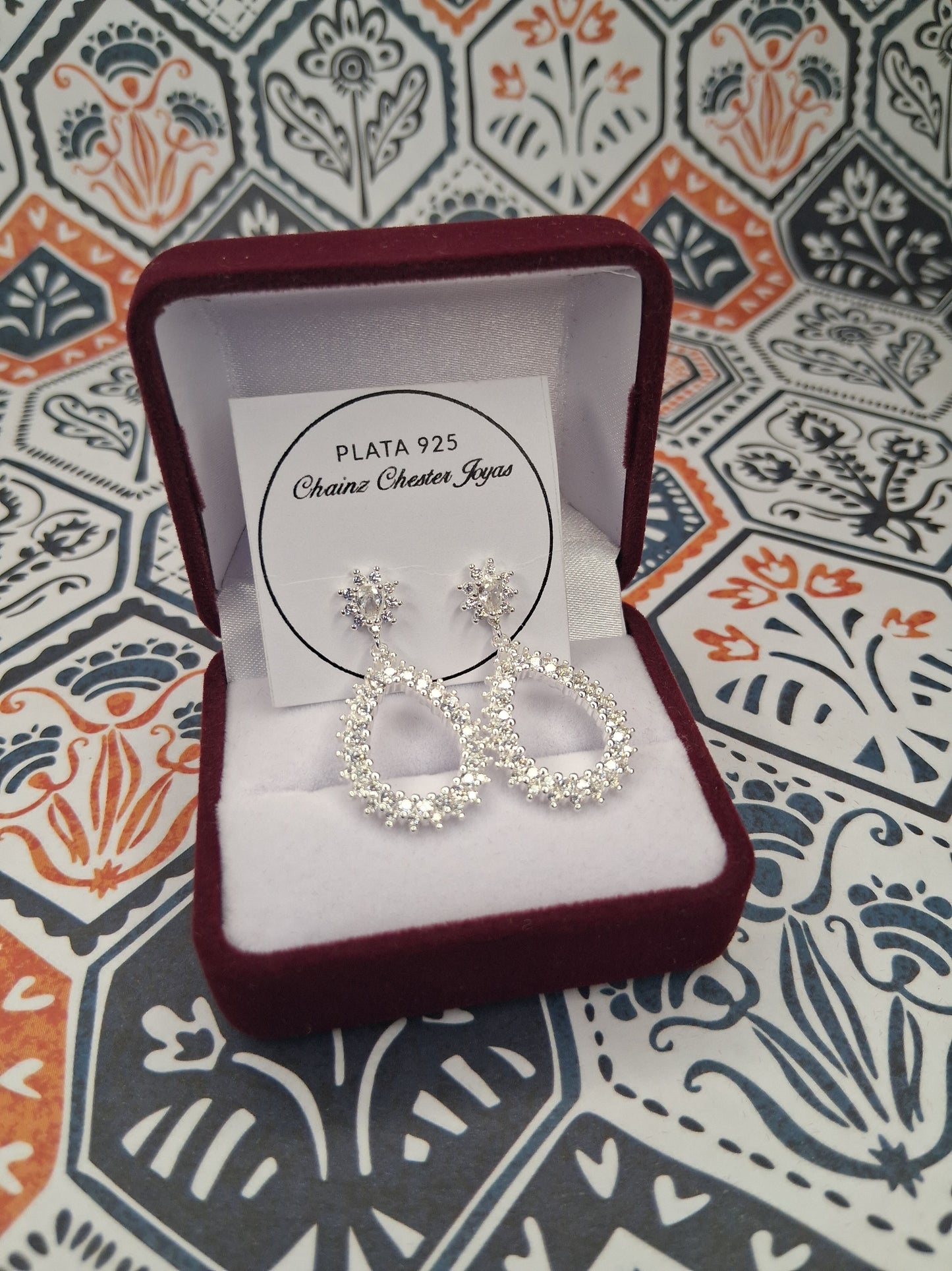 Aros - Pendientes con piedras Blancas - Plata925.
