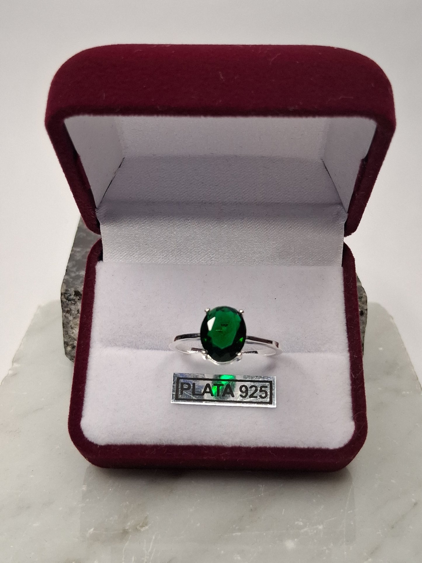 Anillo ESMERALDA - Medida 20 - Plata925 - Dama.