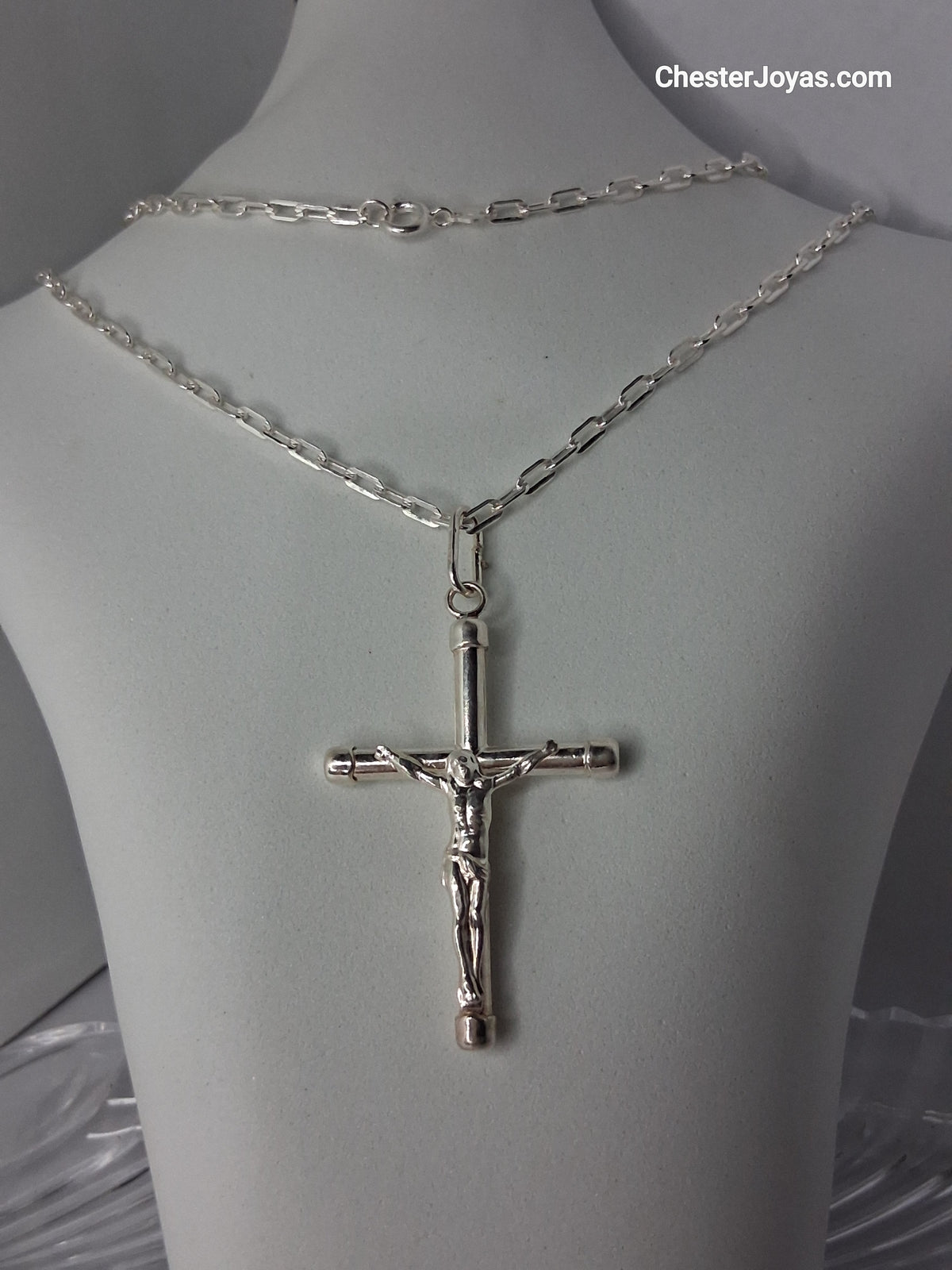Collar - Forcet F-80 x 70 cms - Cruz grande - Plata925 - Caballero.