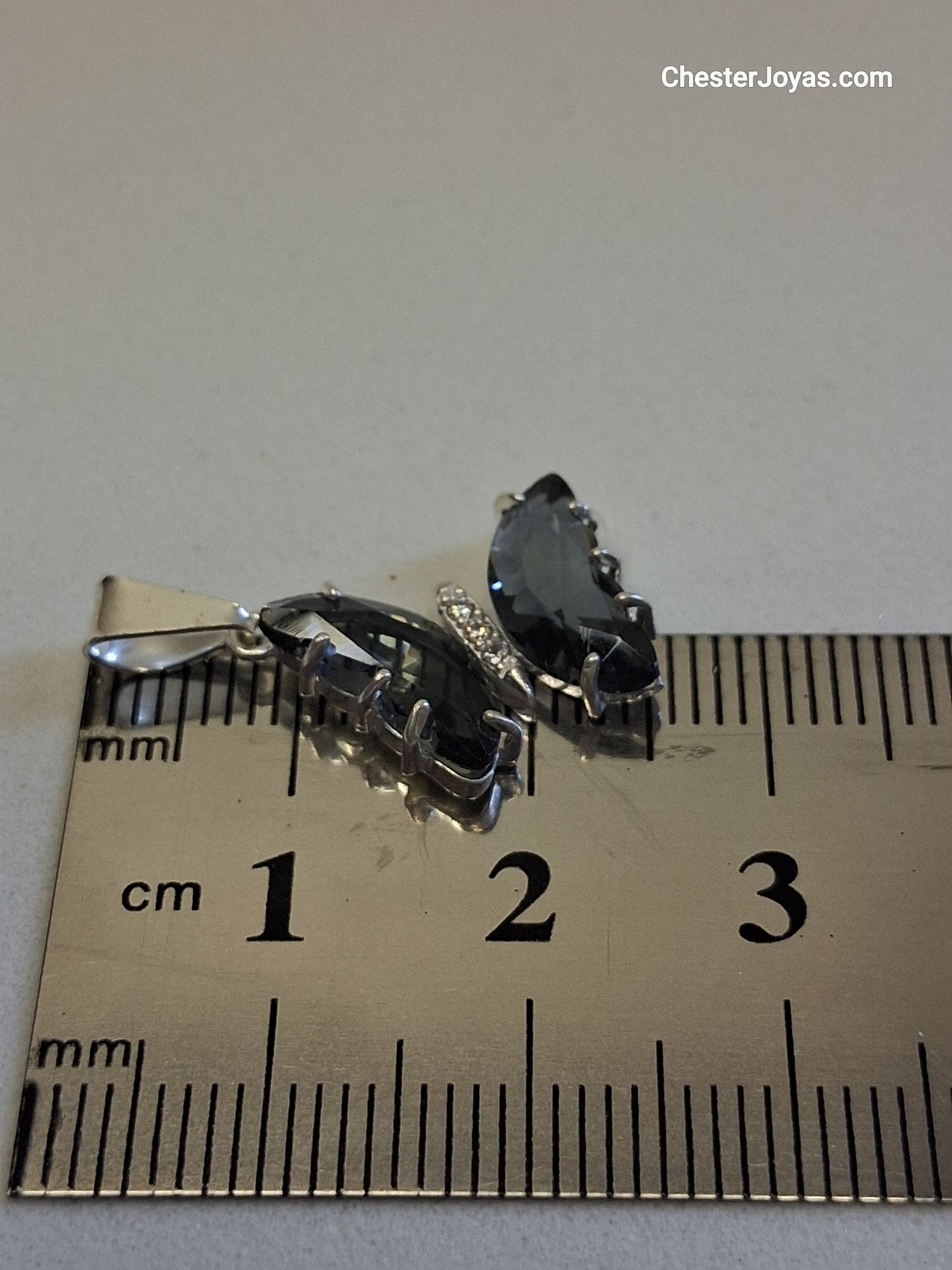 Collar - Mariposa Piedra Negra engazada (Singapur) - Plata925 - Dama.