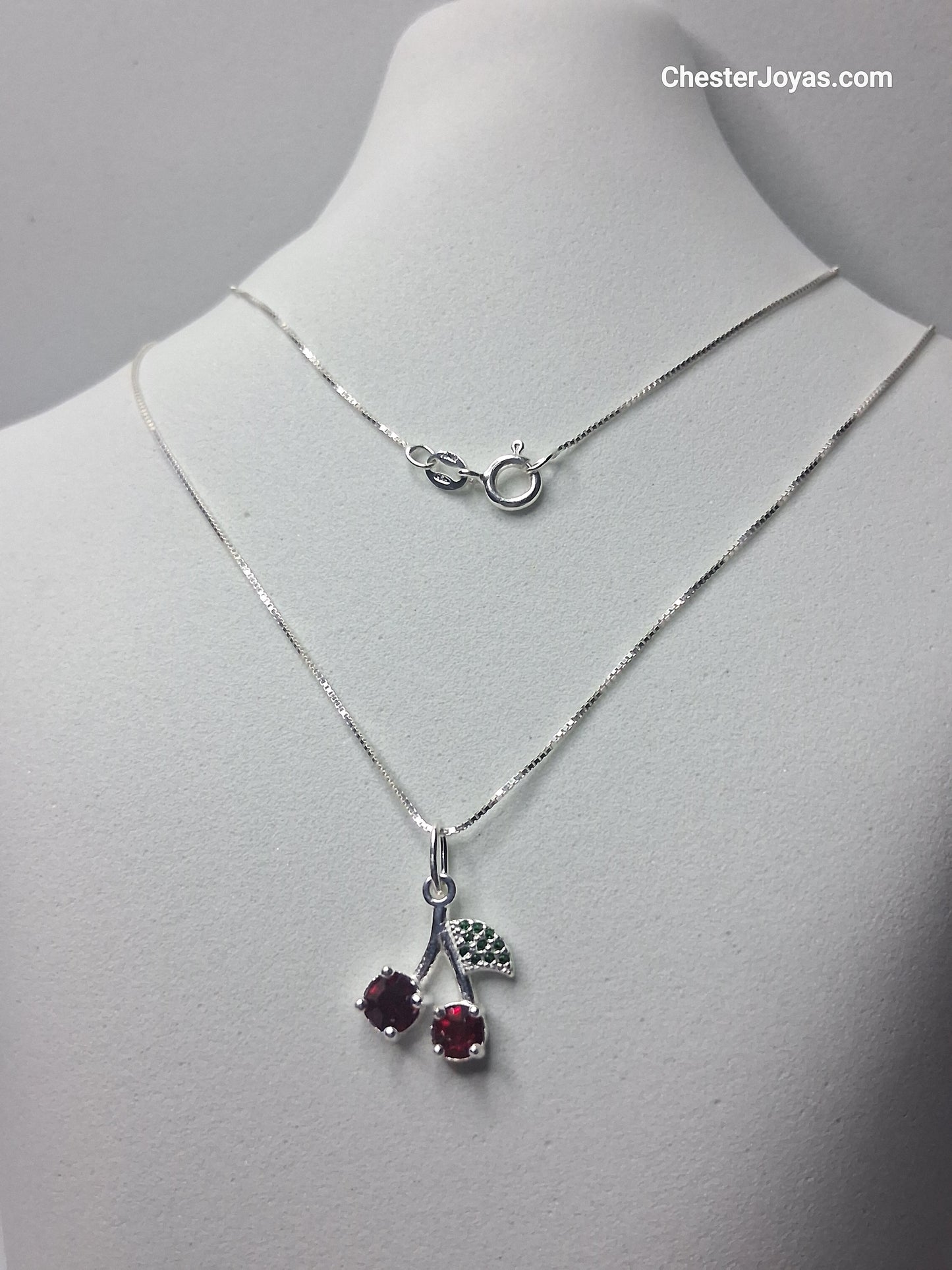 Collar - Cadena (Veneciana) c/ Dije Cerezas Roja - Plata 925 - Dama.