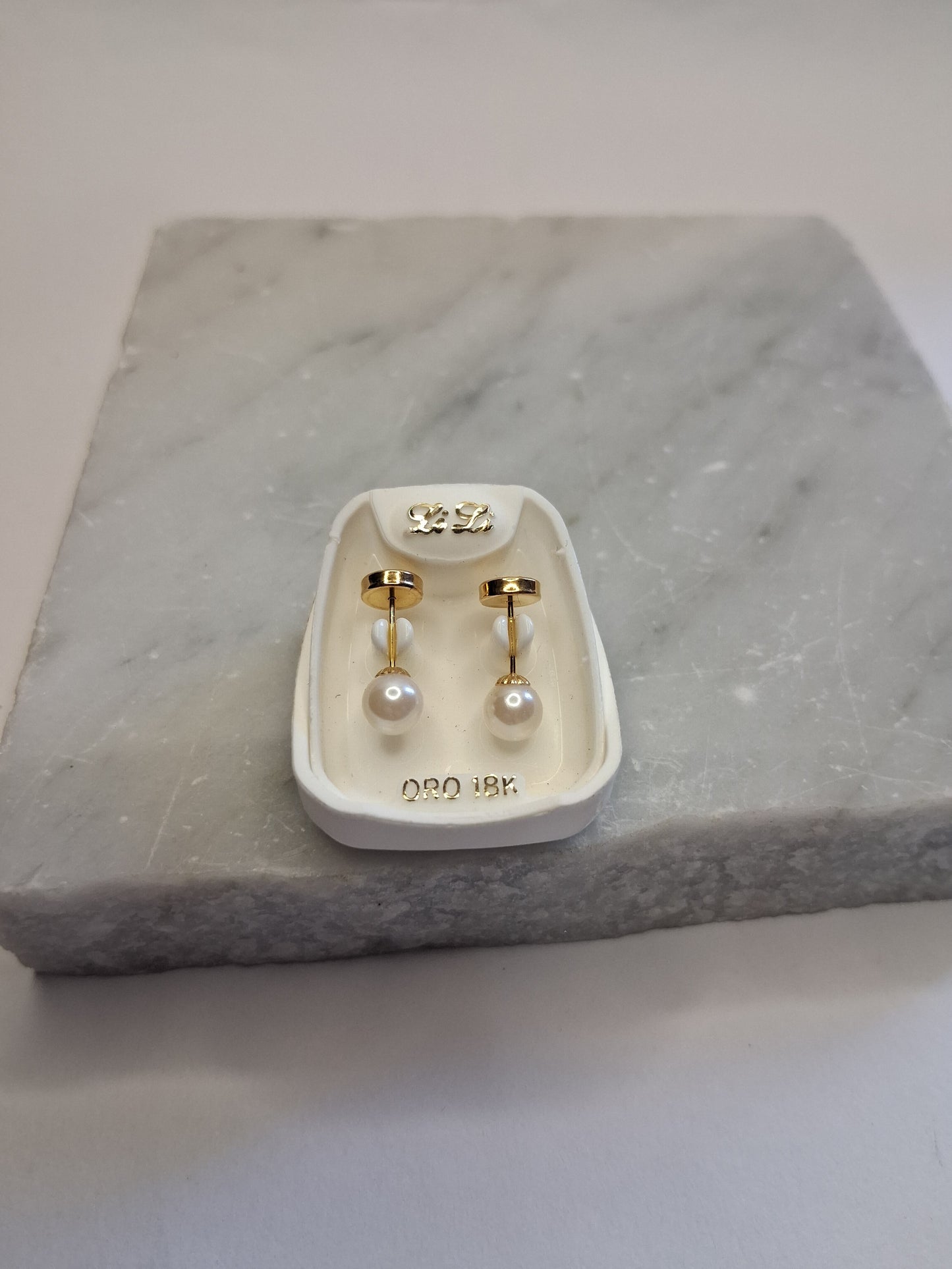 Aros - Abridores Perla 5 mm - Oro 18Kts