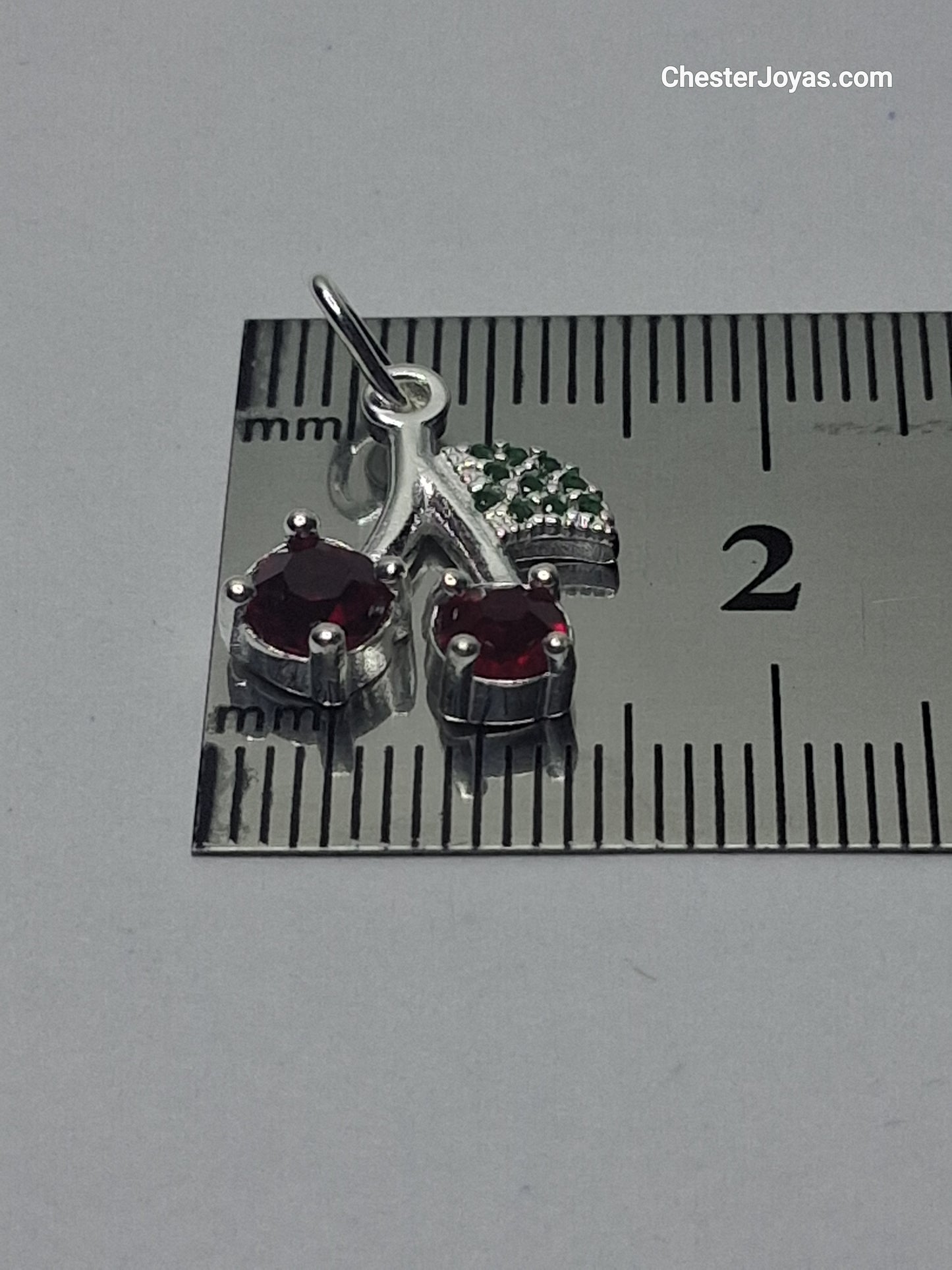 Collar - Cadena (Veneciana) c/ Dije Cerezas Roja - Plata 925 - Dama.