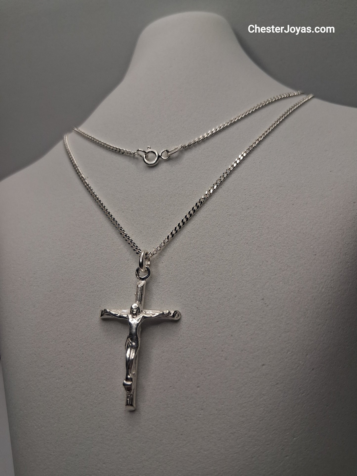 Collar - Cadena Diamantada x 60 cms - Cruz - Plata925 - Caballero.