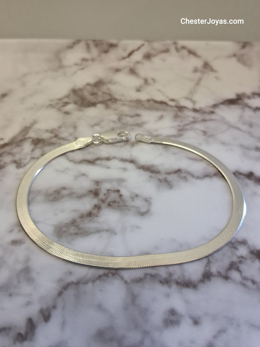 Pulsera - Pulsera chata 18,5 cm - Plata 925 – Dama.