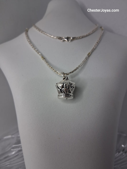 collar plata oro 45 cm dije corona dama