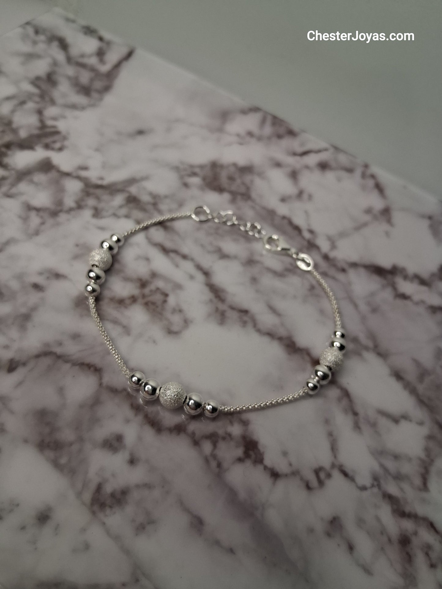 Pulsera MARIA - Bolitas 5x3 (Regulable) 21 cm - Plata925 - Dama.