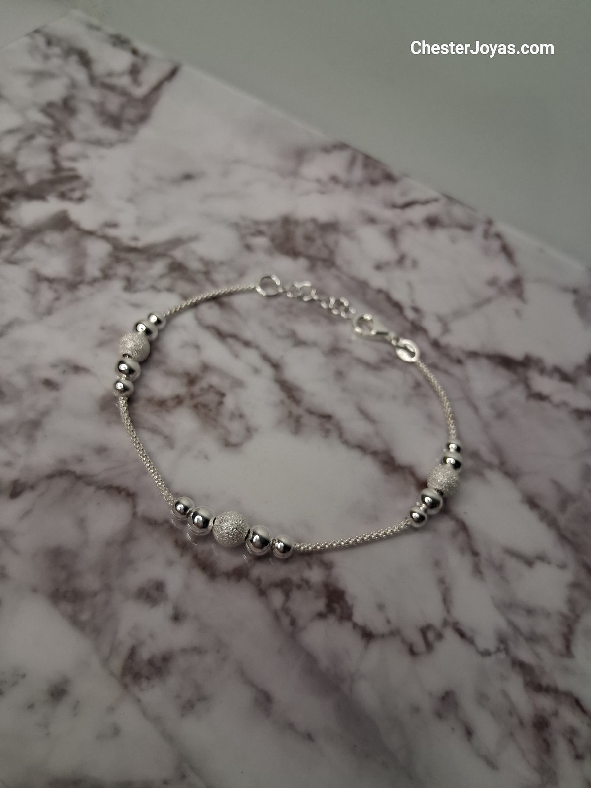 Pulsera MARIA - Bolitas 5x3 (Regulable) 21 cm - Plata925 - Dama.