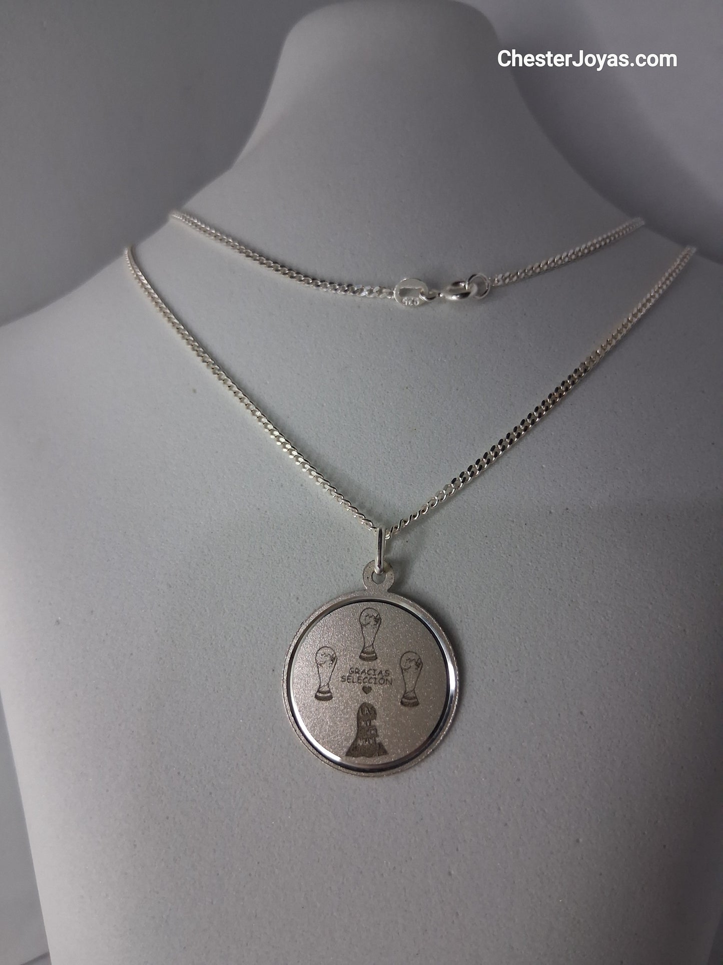Collar - Cadena diamantada x 55 cm - Las Malvinas son Argentinas - Plata925 - Caballero.