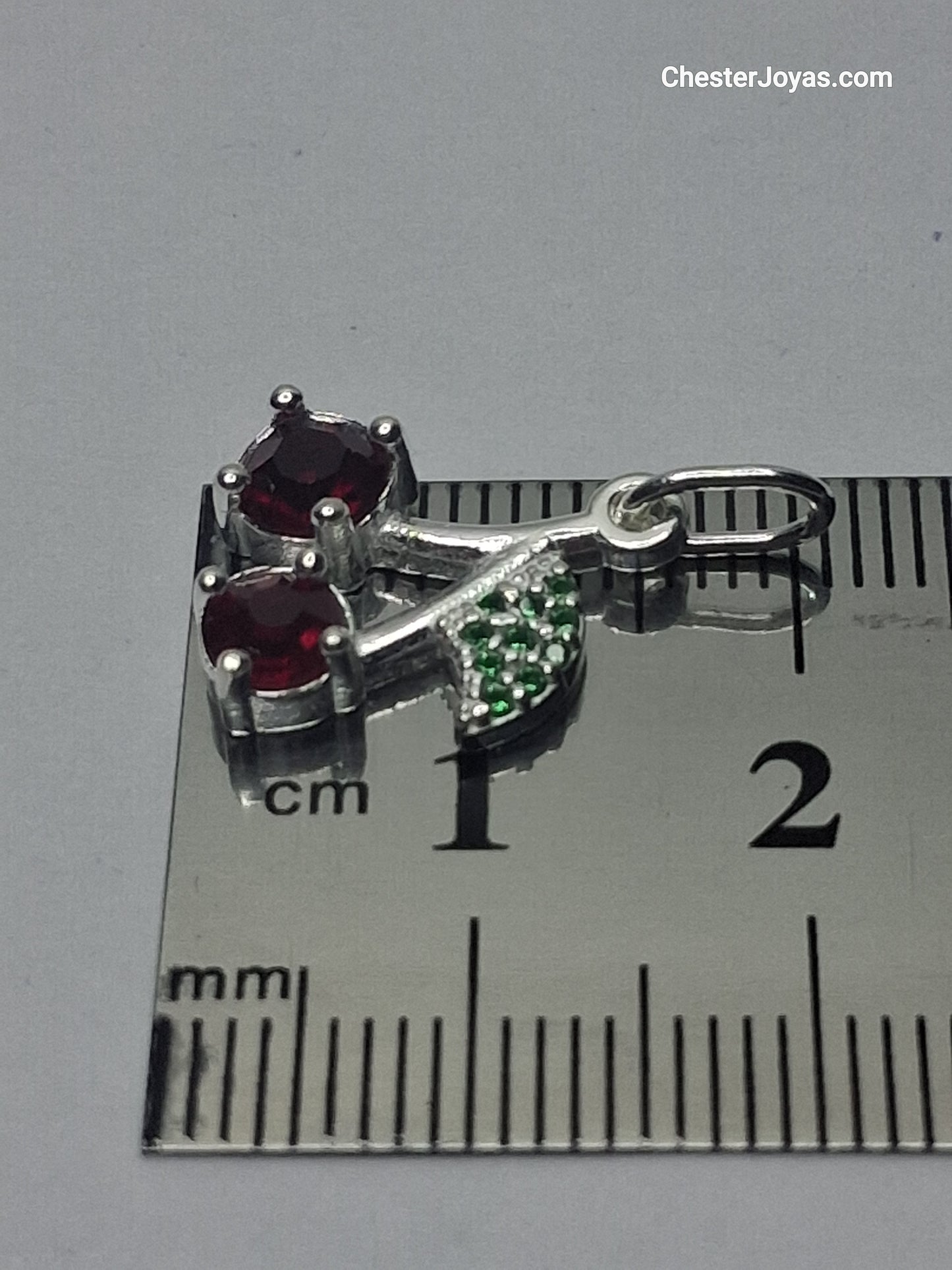 Collar - Cadena (Veneciana) c/ Dije Cerezas Roja - Plata 925 - Dama.