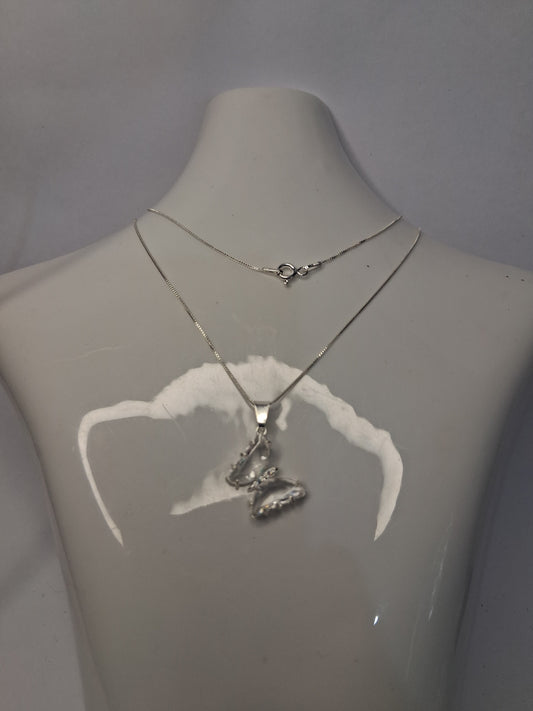 Collar - Mariposa Piedra Blanca engazada - (Veneciana) - Plata925 - Dama.