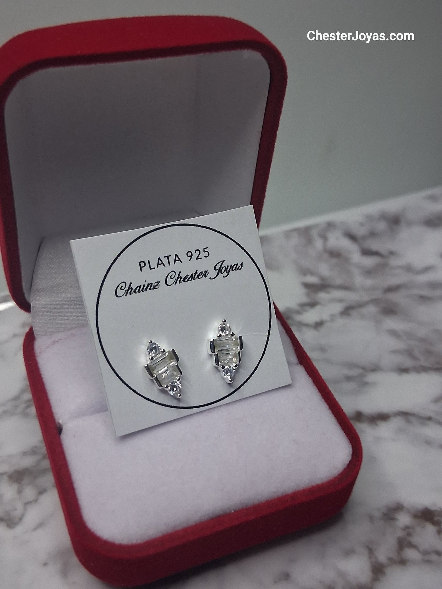 Aros - Pasantes AIMARA con Piedras Blancas - Plata925.