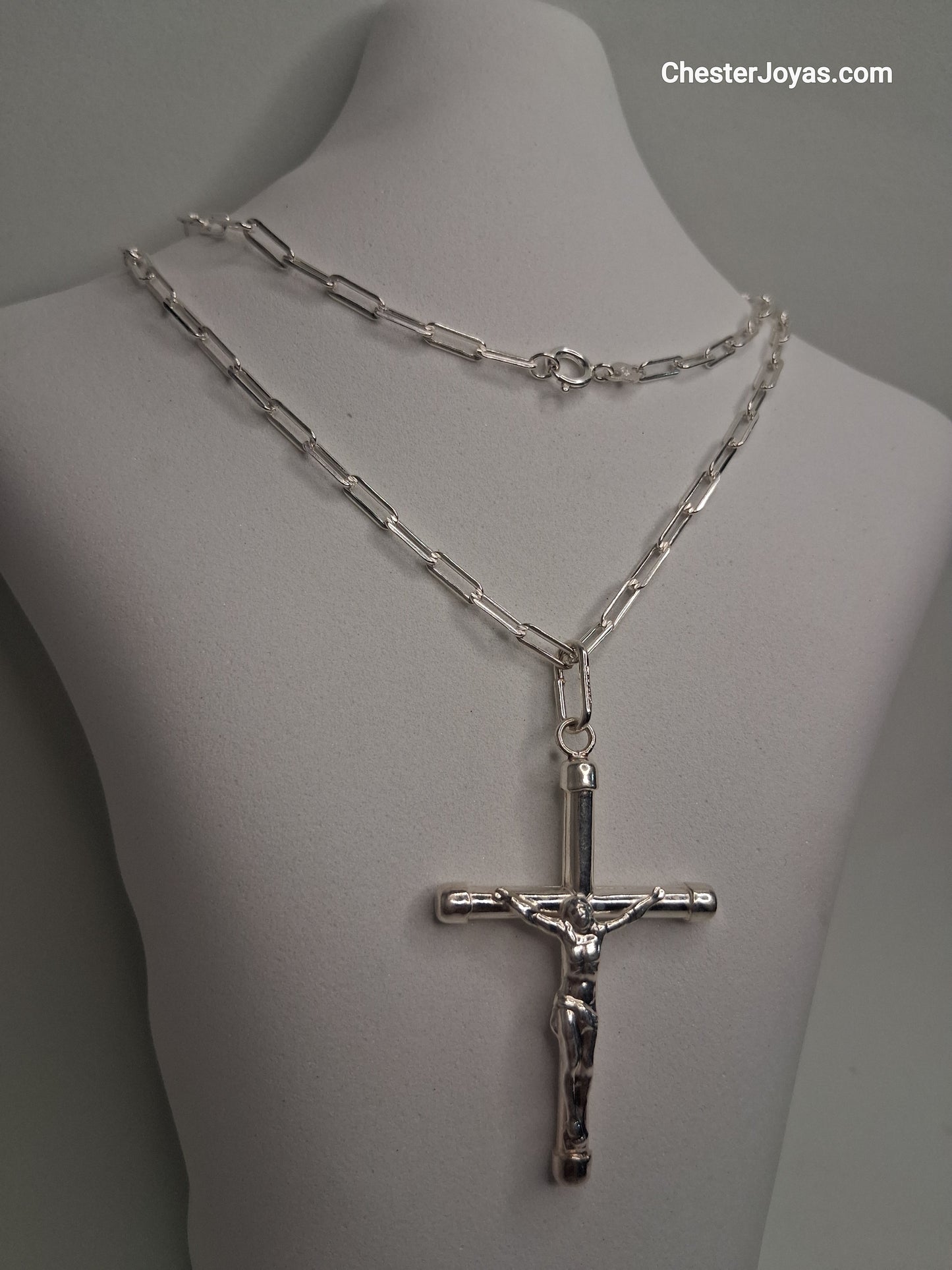 Collar - Forcet FL-80 x 60 cms - Cruz Grande - Plata925 - Caballero.