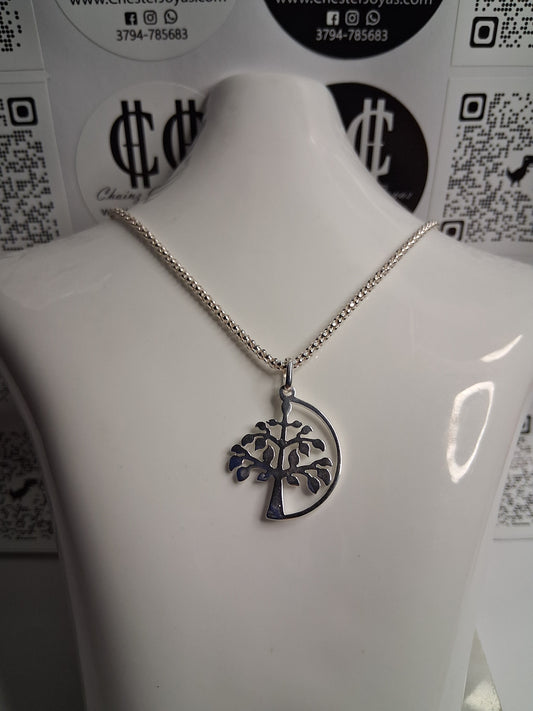 Collar - Cadena Coreana x 45 cm - dije Árbol de la Vida - Plata925 - Dama.