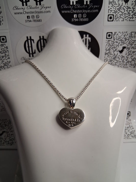Collar - Cadena Coreana x 45 cm - Dije TIFFANY - Plata925 - Dama.