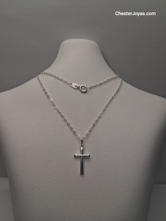 Collar - Mini Forcet x 50 cms - Cruz Chica - Plata925 - Caballero.