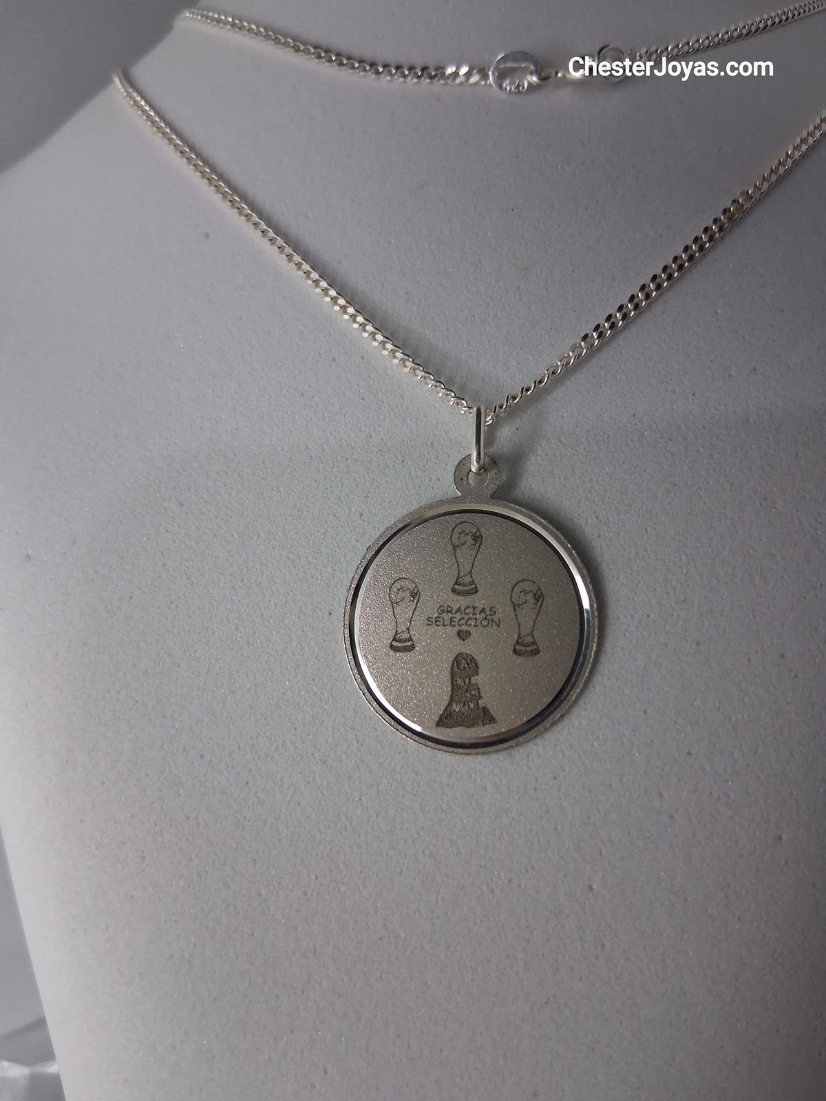 Collar - Cadena diamantada x 55 cm - Las Malvinas son Argentinas - Plata925 - Caballero.