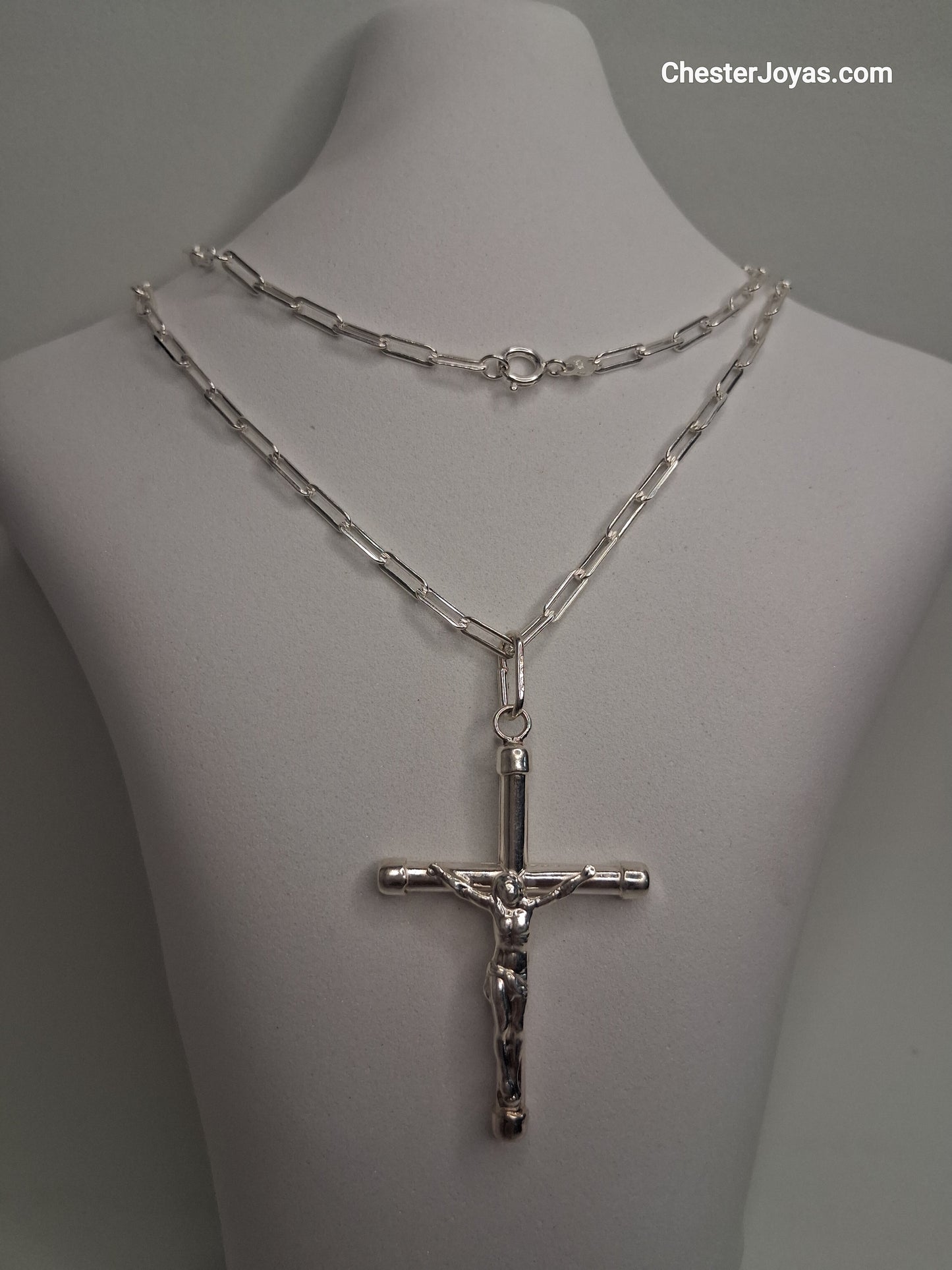 Collar - Forcet FL-80 x 60 cms - Cruz Grande - Plata925 - Caballero.