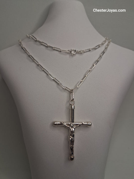 Collar - Forcet FL-80 x 60 cms - Cruz Grande - Plata925 - Caballero.