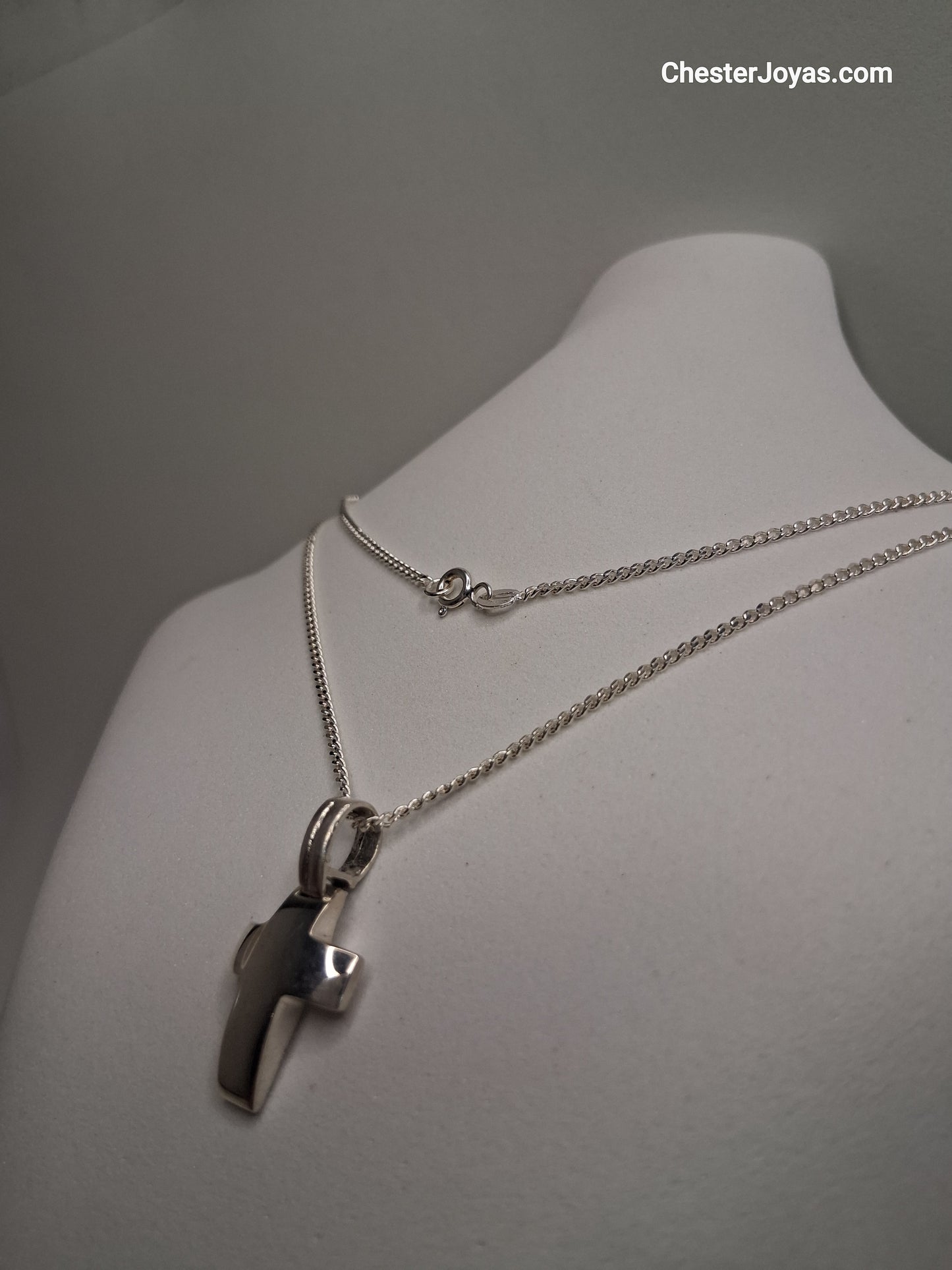 Collar - Cadena Diamantada x 60 cms - Cruz Bombe - Plata925 - Unisex.