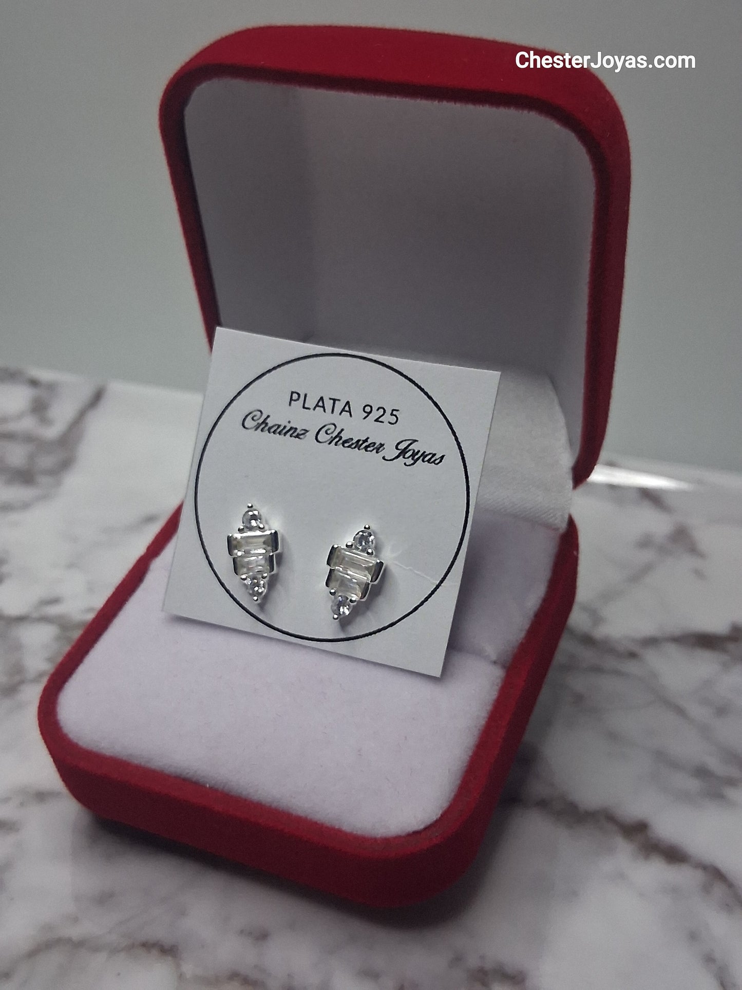 Aros - Pasantes AIMARA con Piedras Blancas - Plata925.