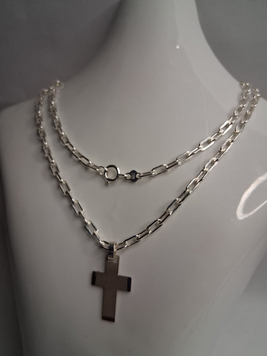 Collar - F-90 x 60 cms - Cruz Chata - Plata925 - Caballero.
